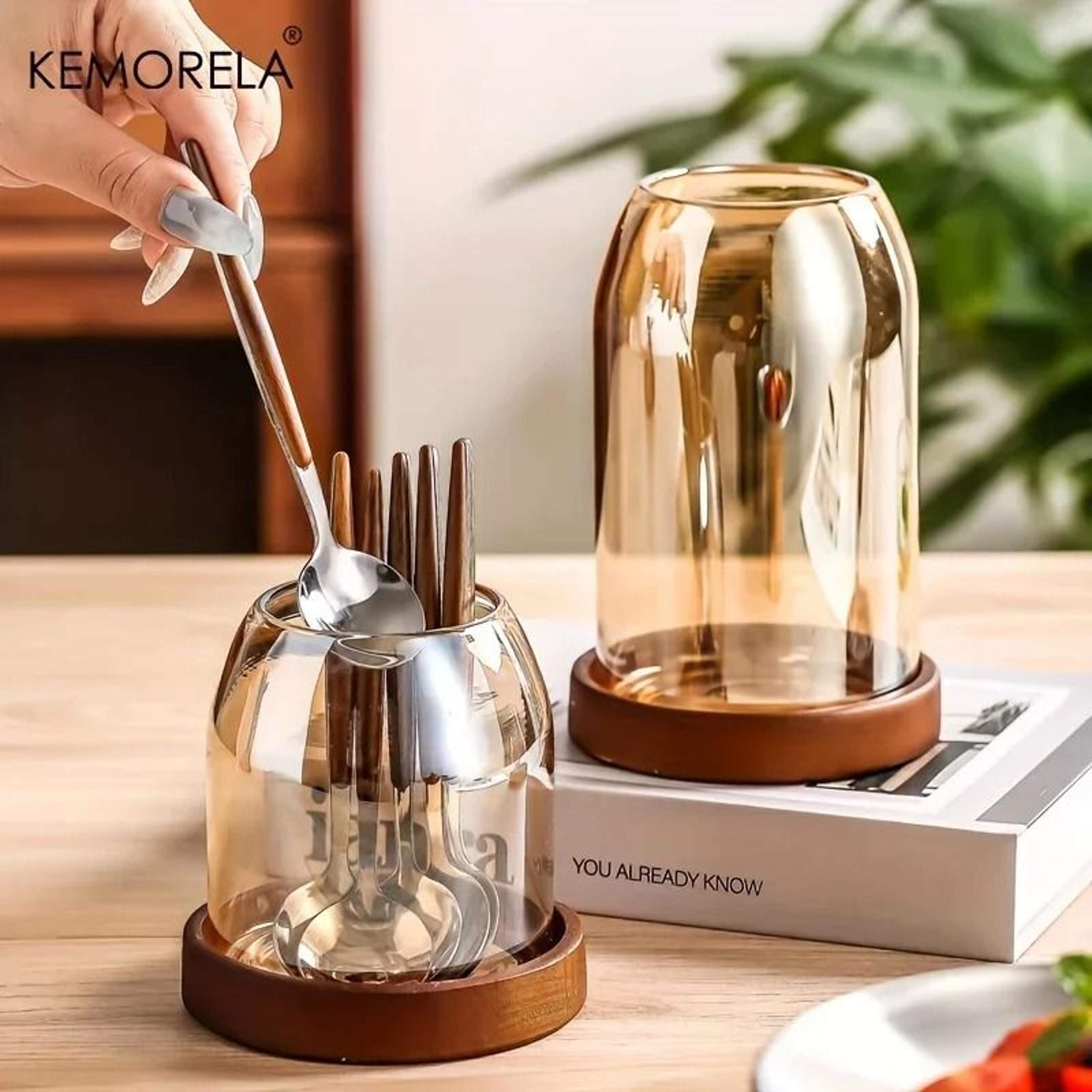 tableware storage jar with tray for chopsticks and cutlery