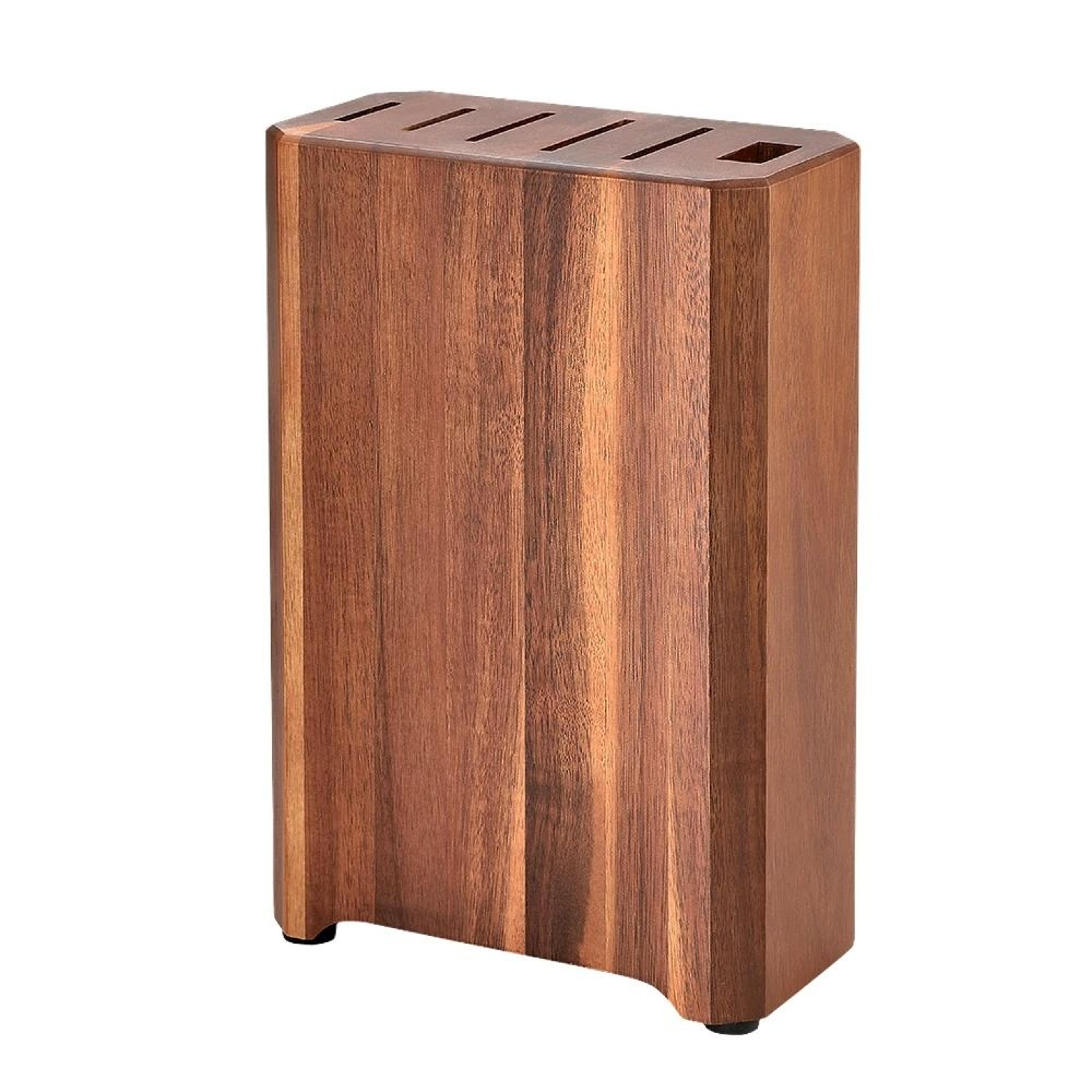 acacia wood six slot knife holder for kitchen countertop