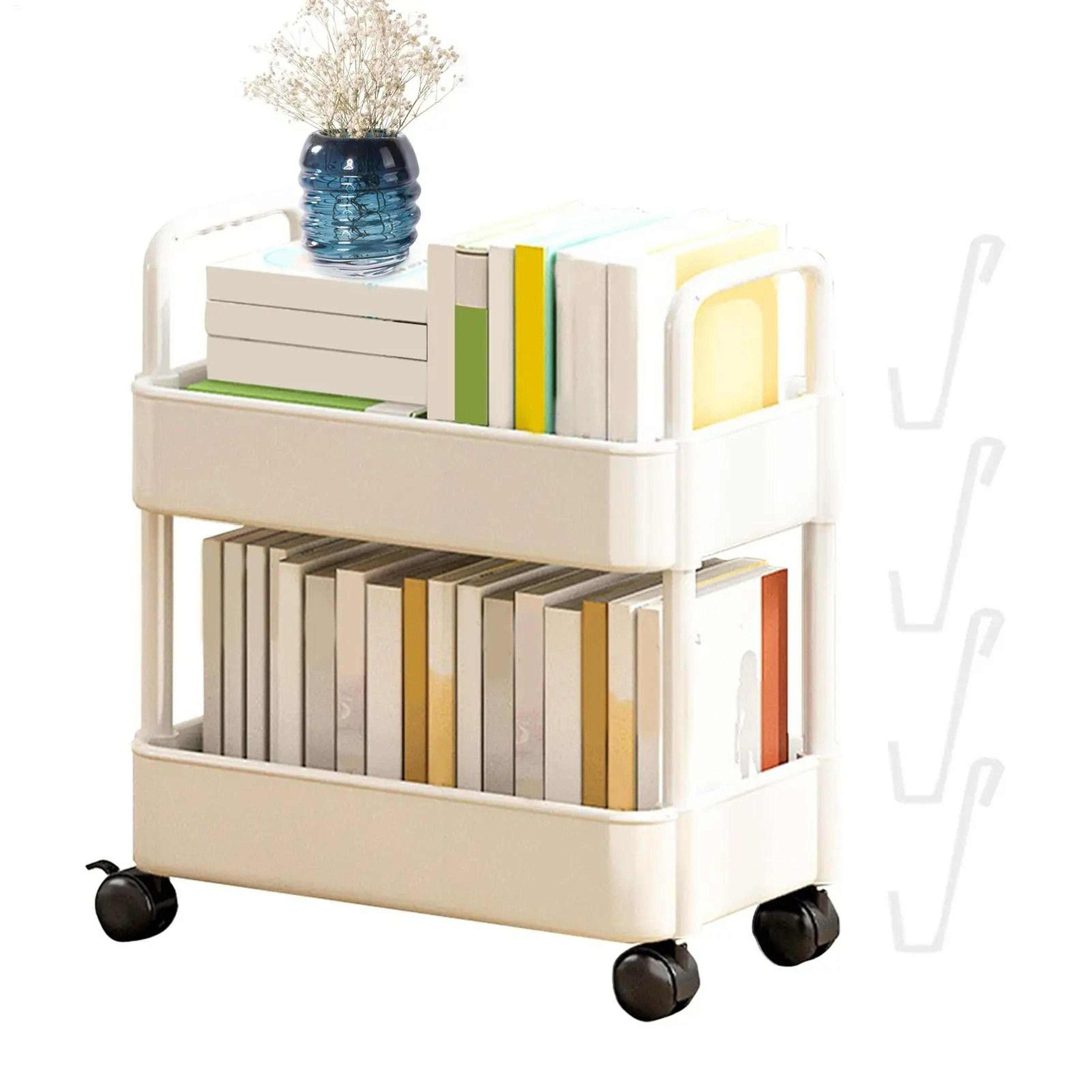 two tier rolling storage cart for kitchen bathroom snacks and supplies