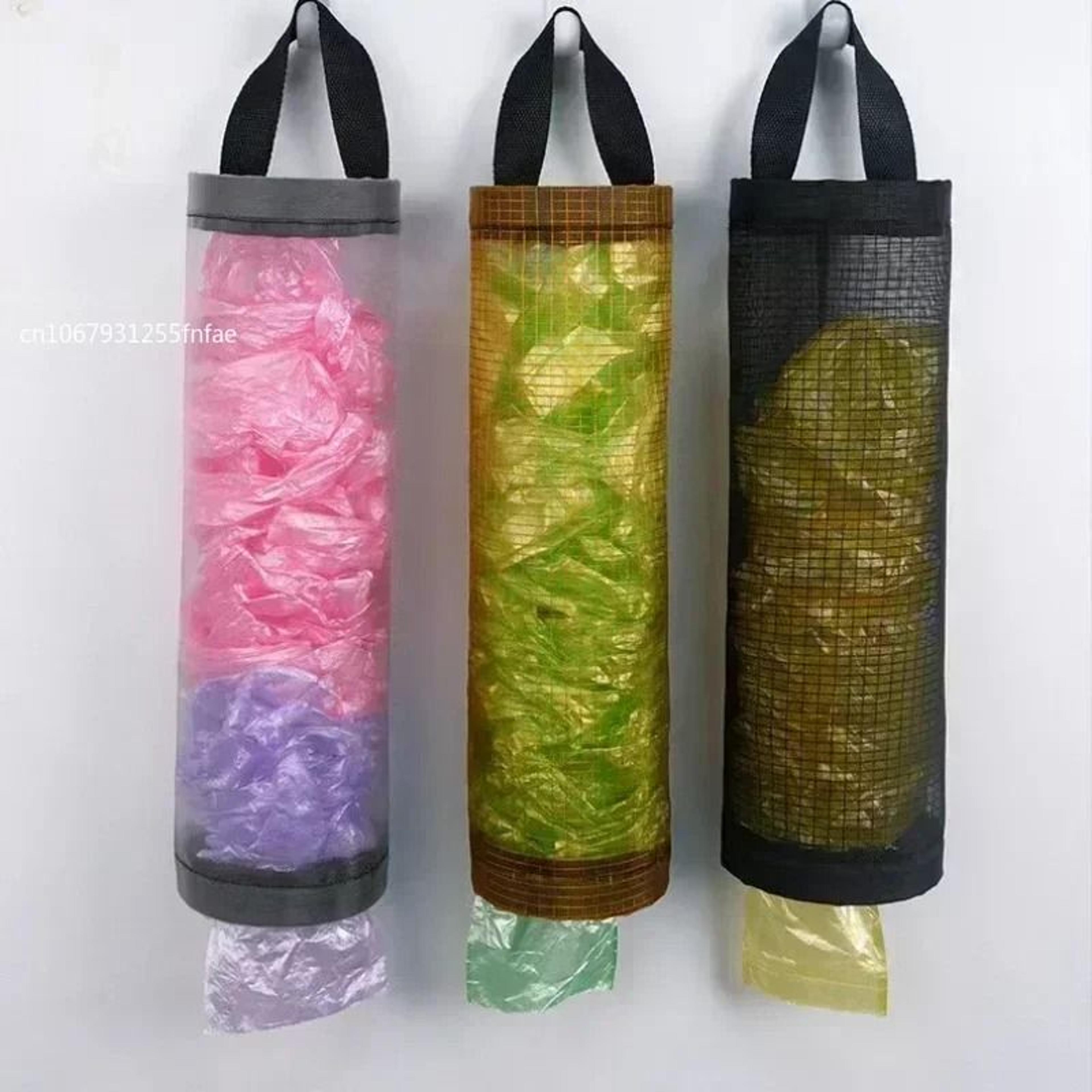 wall mounted grocery bag holder for kitchen trash bag storage