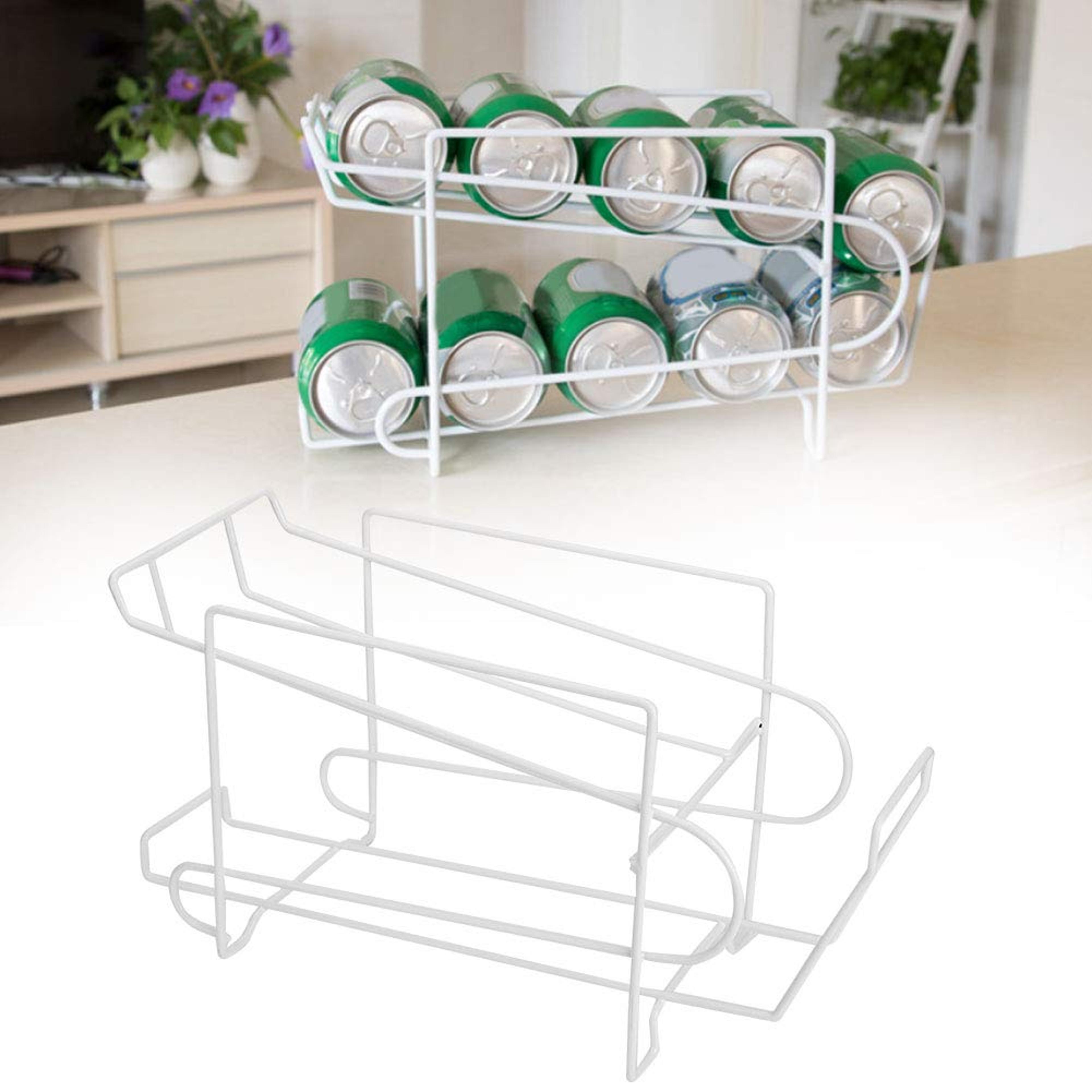 double layer soda can rack for refrigerator pantry and countertop storage