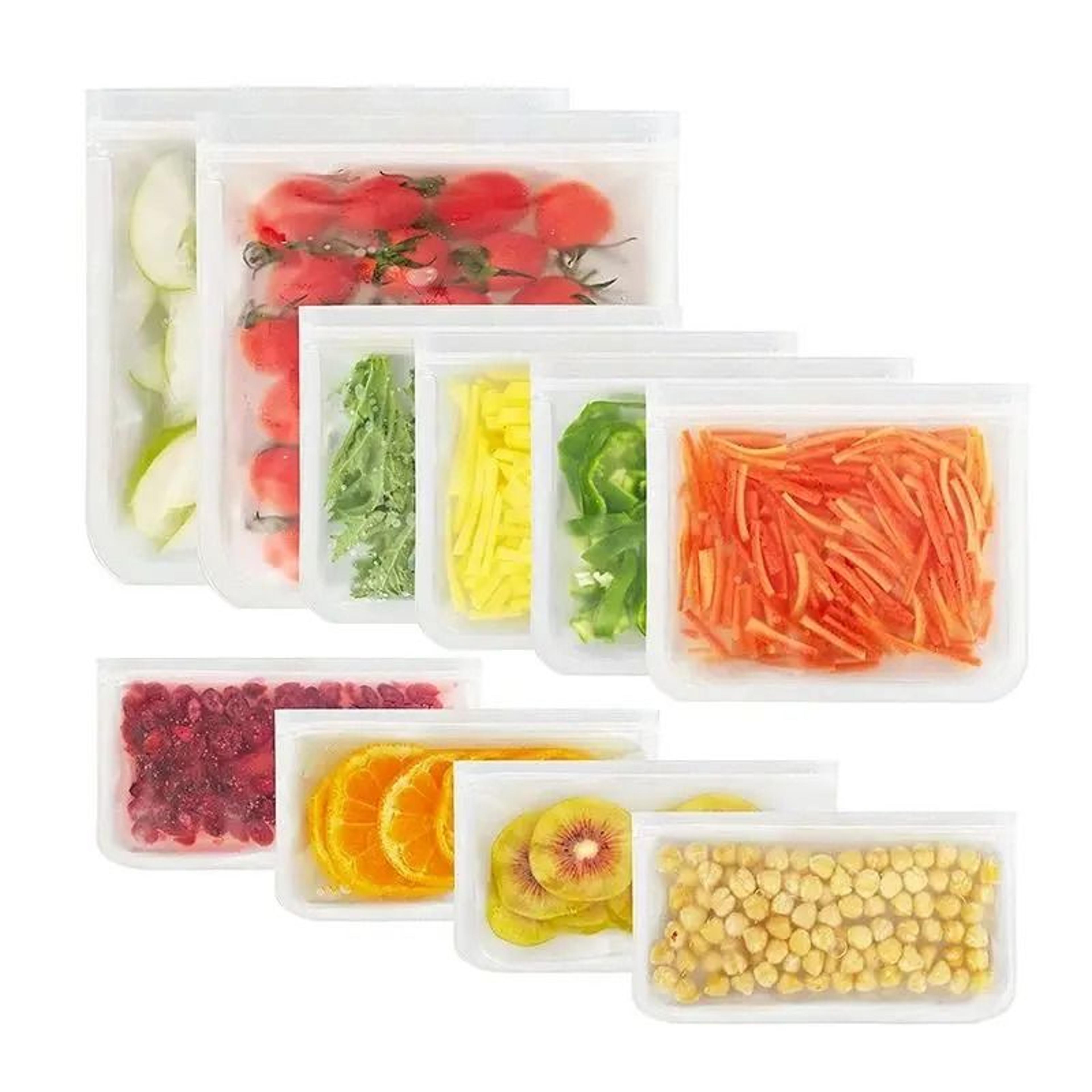 reusable silicone food storage bags for lunch and fresh food