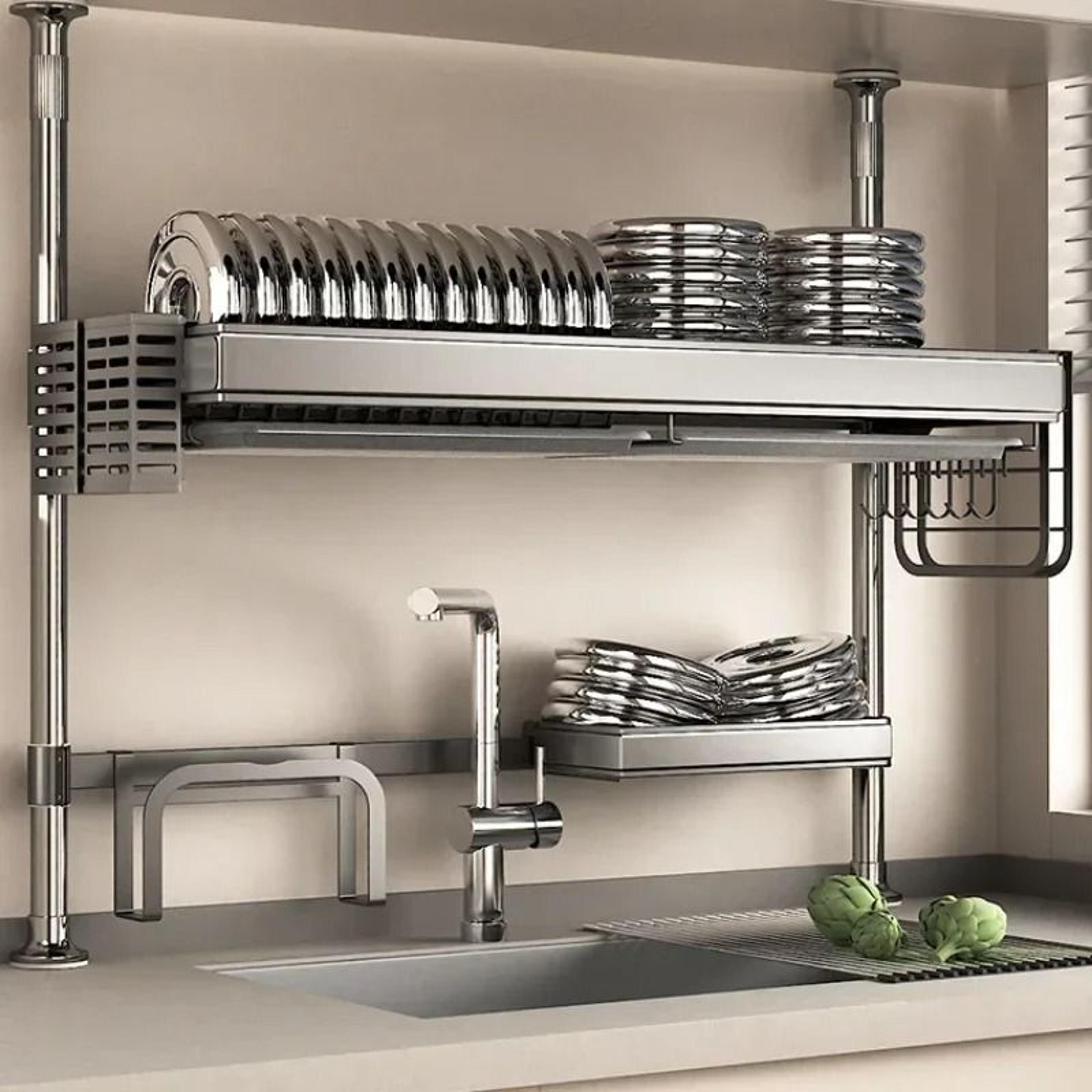 countertop sink organizer rack for dishwashing and vegetable draining
