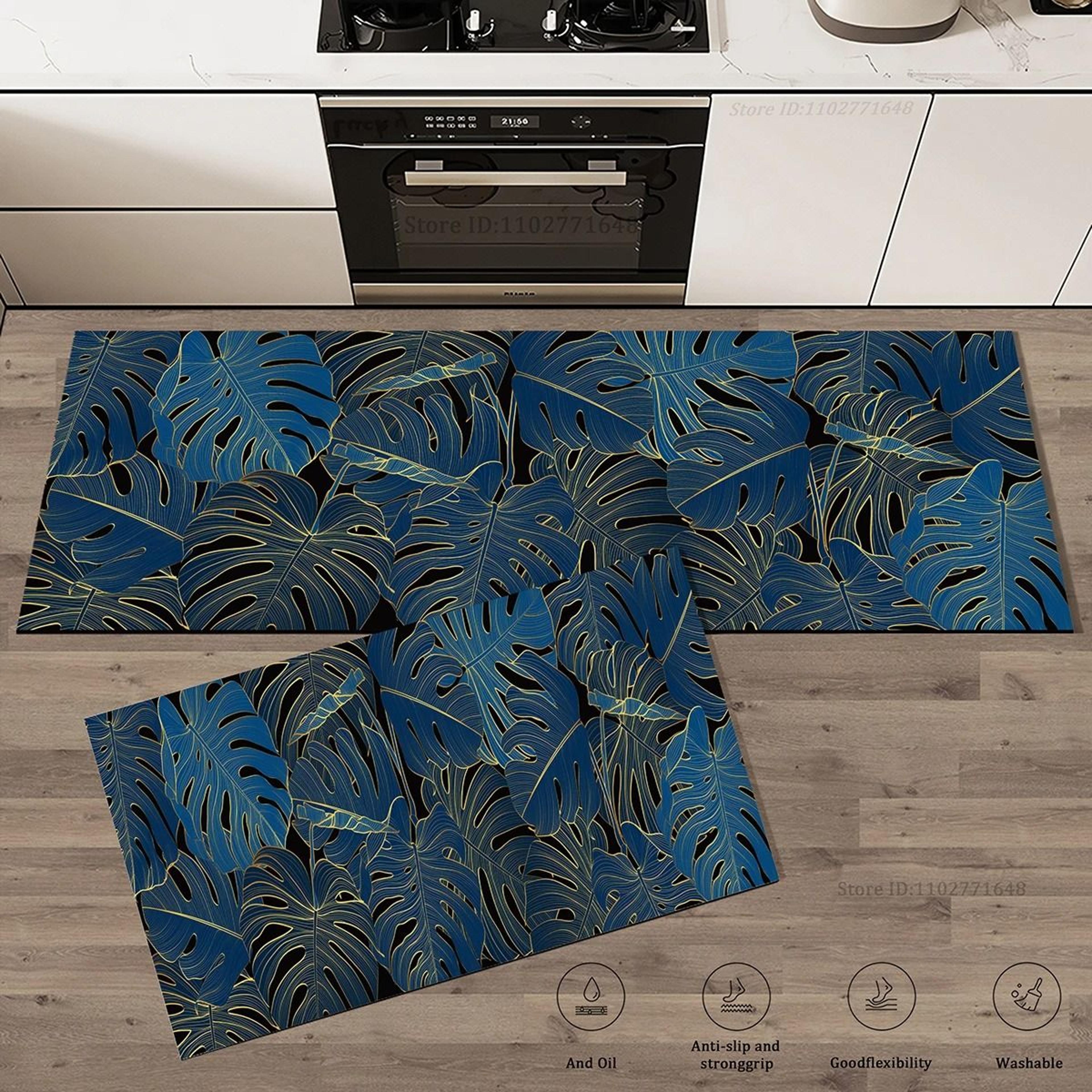 green leaves absorbent kitchen mat for non slip floor protection