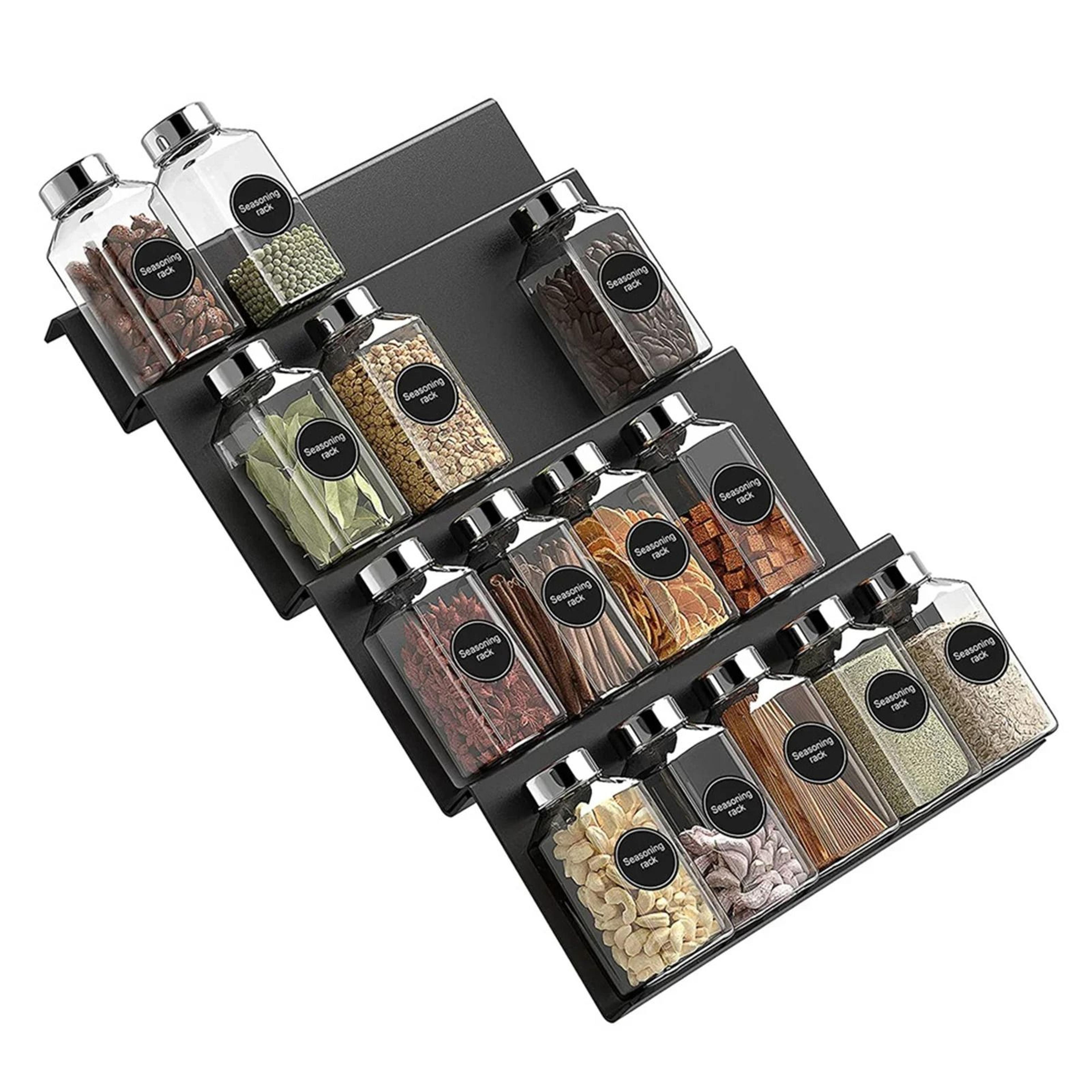 expandable acrylic spice rack drawer organizer for kitchen pantry seasoning storage