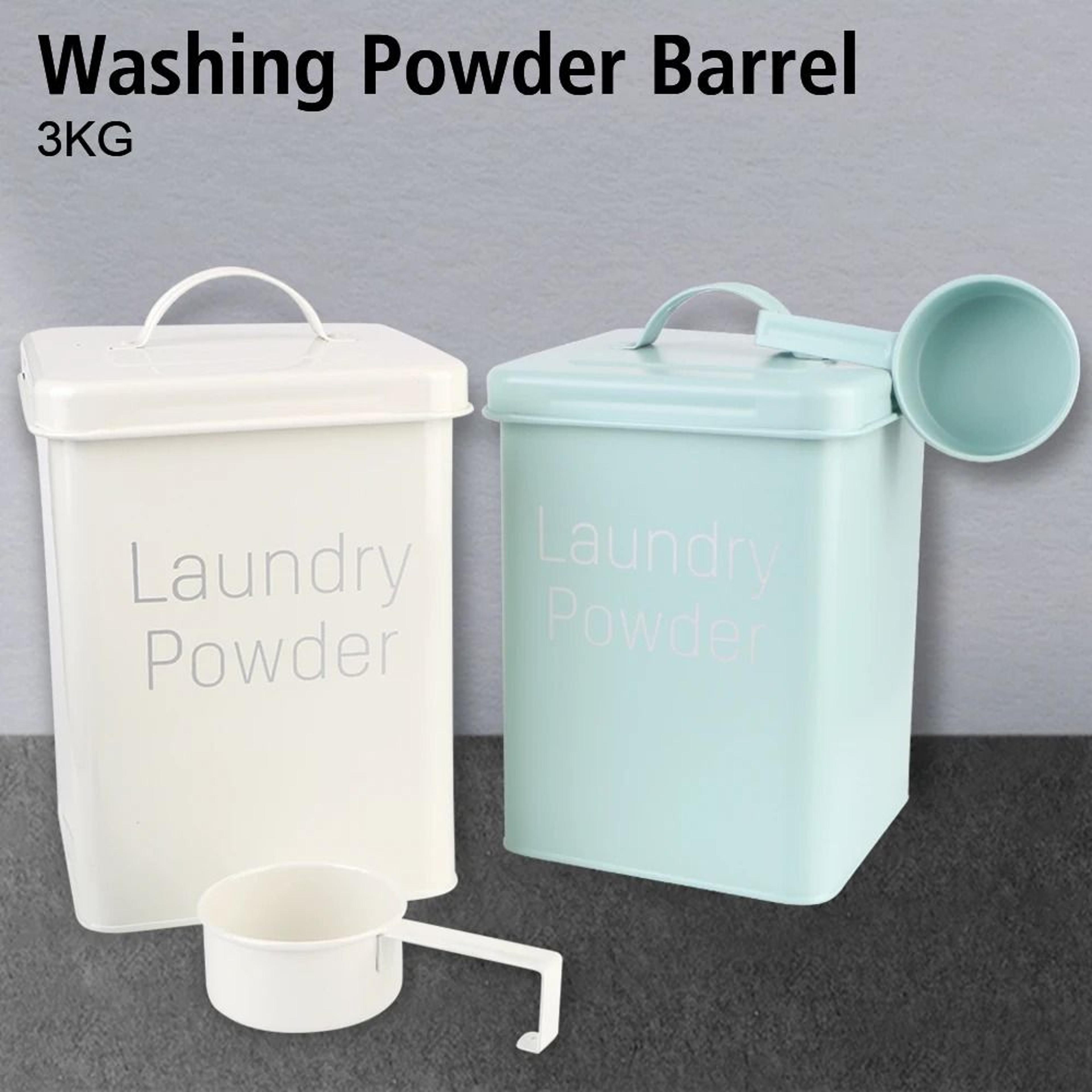 laundry detergent storage box with measuring cup for grain snack storage