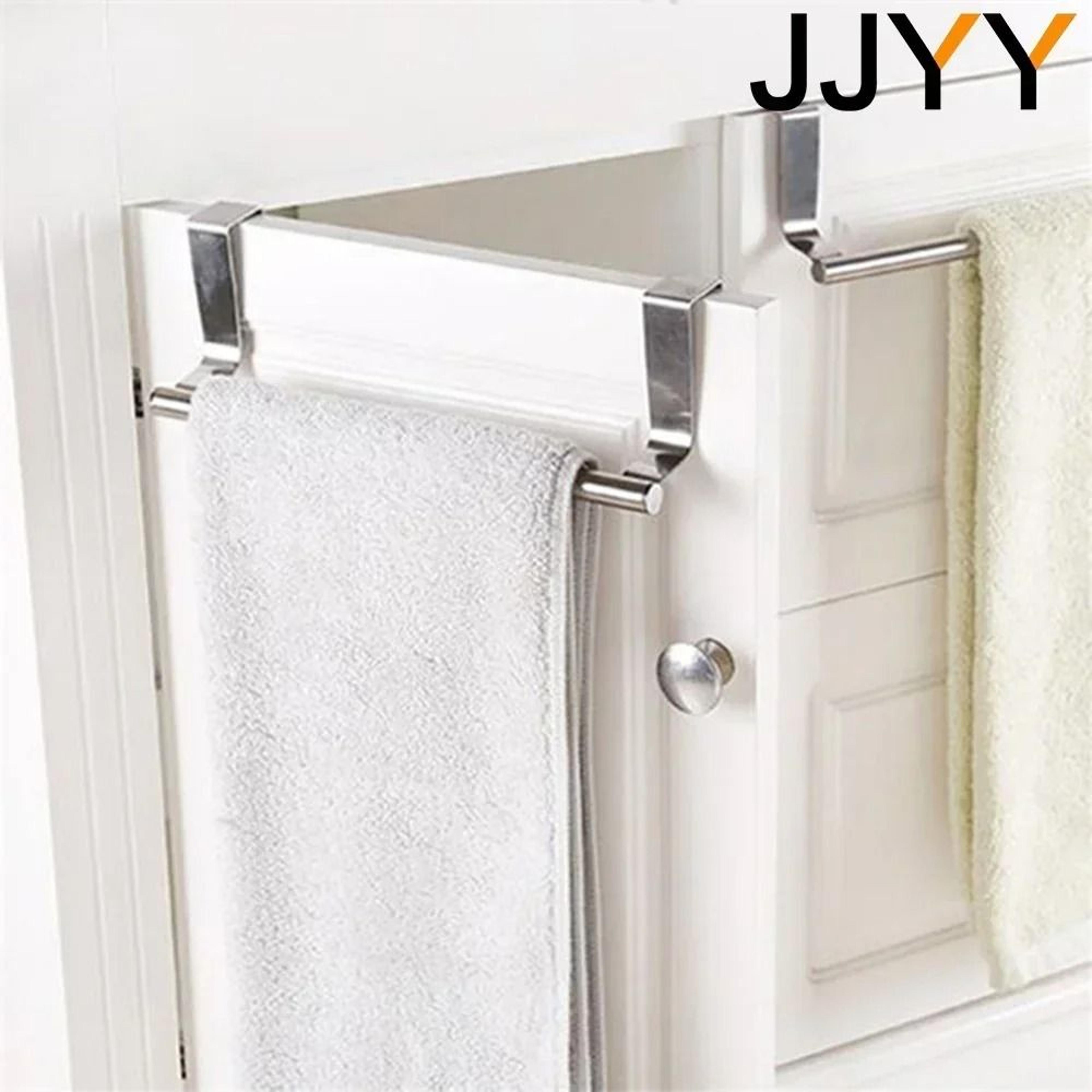stainless steel over door towel rack cabinet shelf kitchen bathroom organizer
