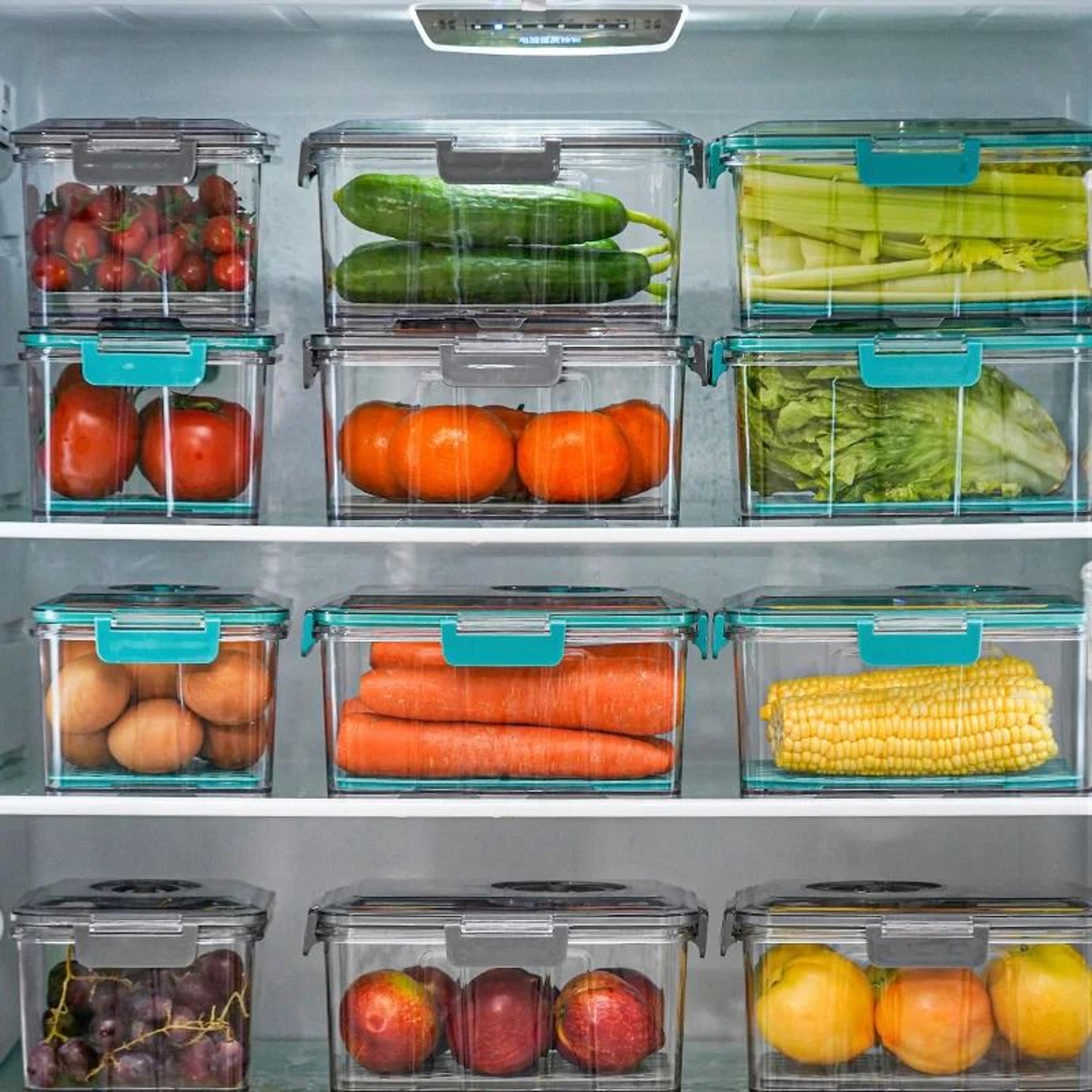 vacuum food storage container transparent fridge organizer with drain net box