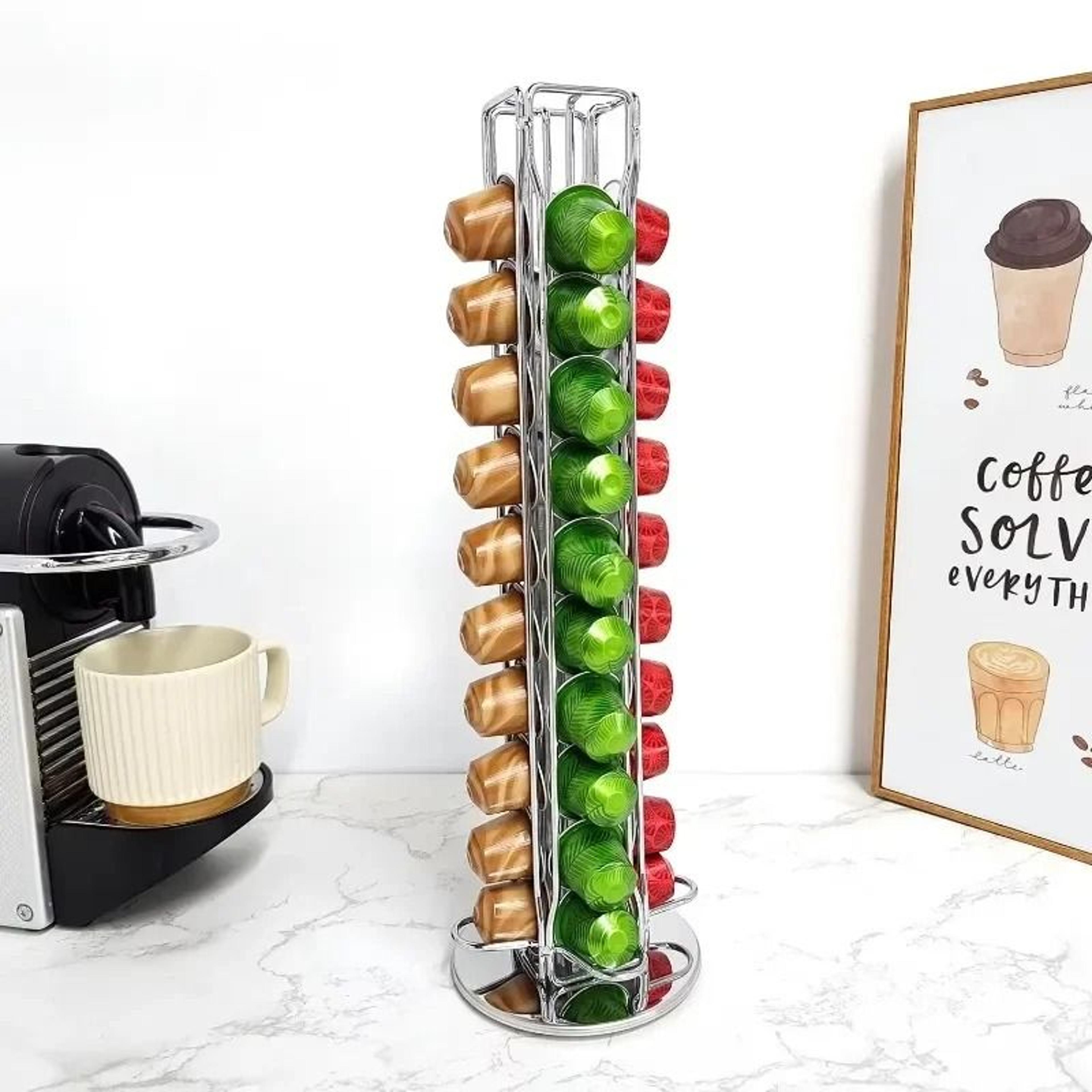 gold rotating coffee capsule holder rack for nespresso pod storage stand