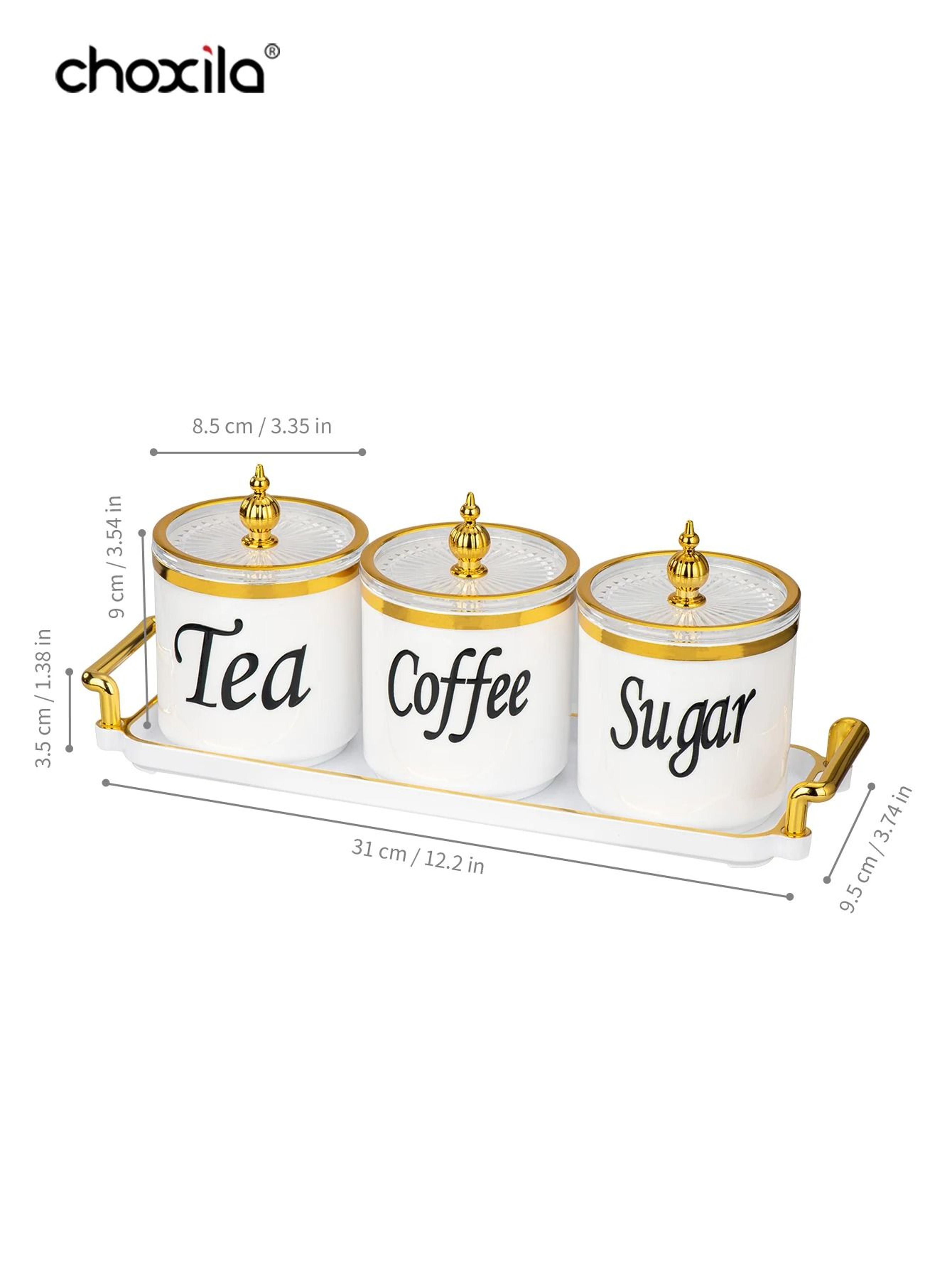 decorative coffee canister set with tray for tea sugar kitchen storage jars