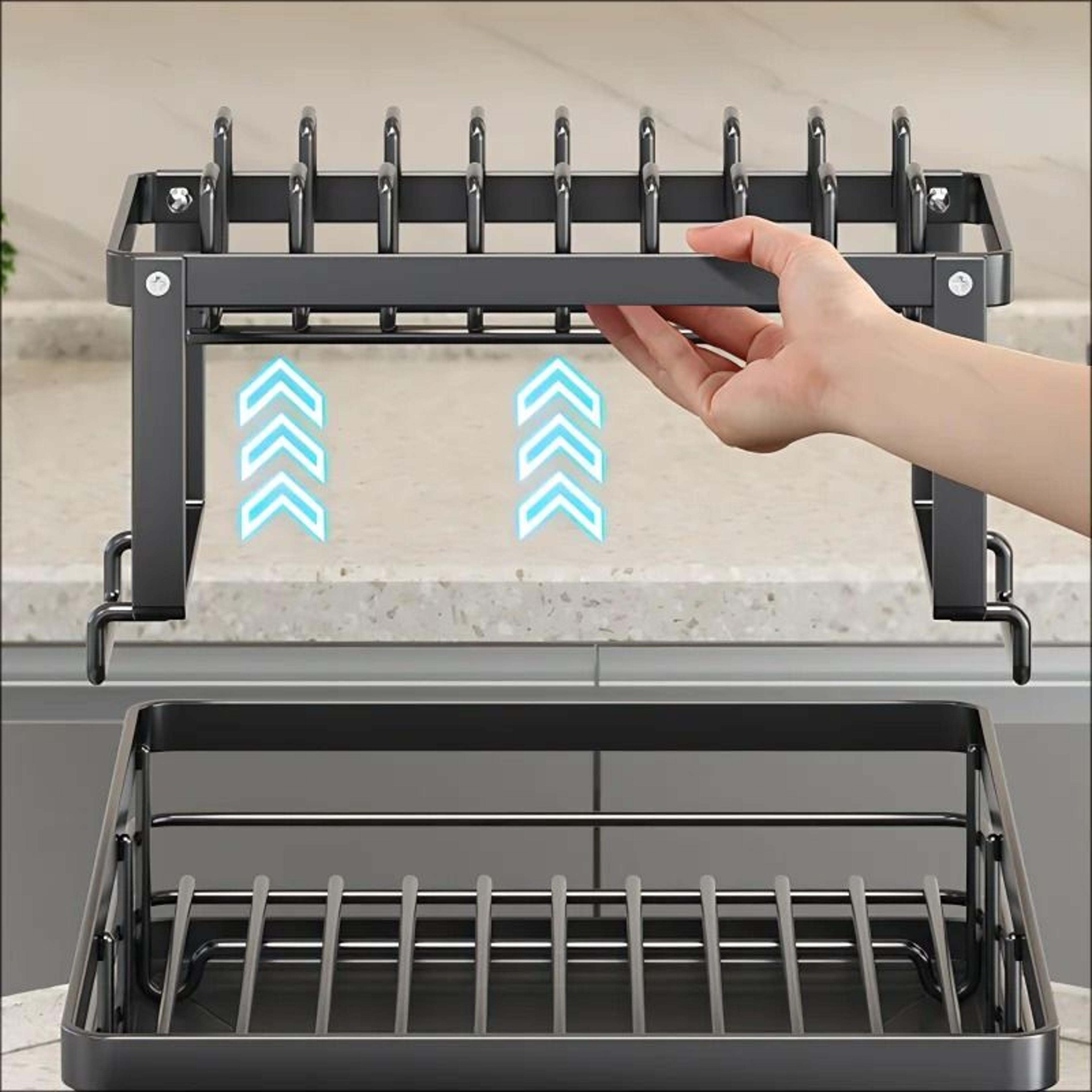 adjustable stainless steel dish drying rack over sink plate organizer drainboard
