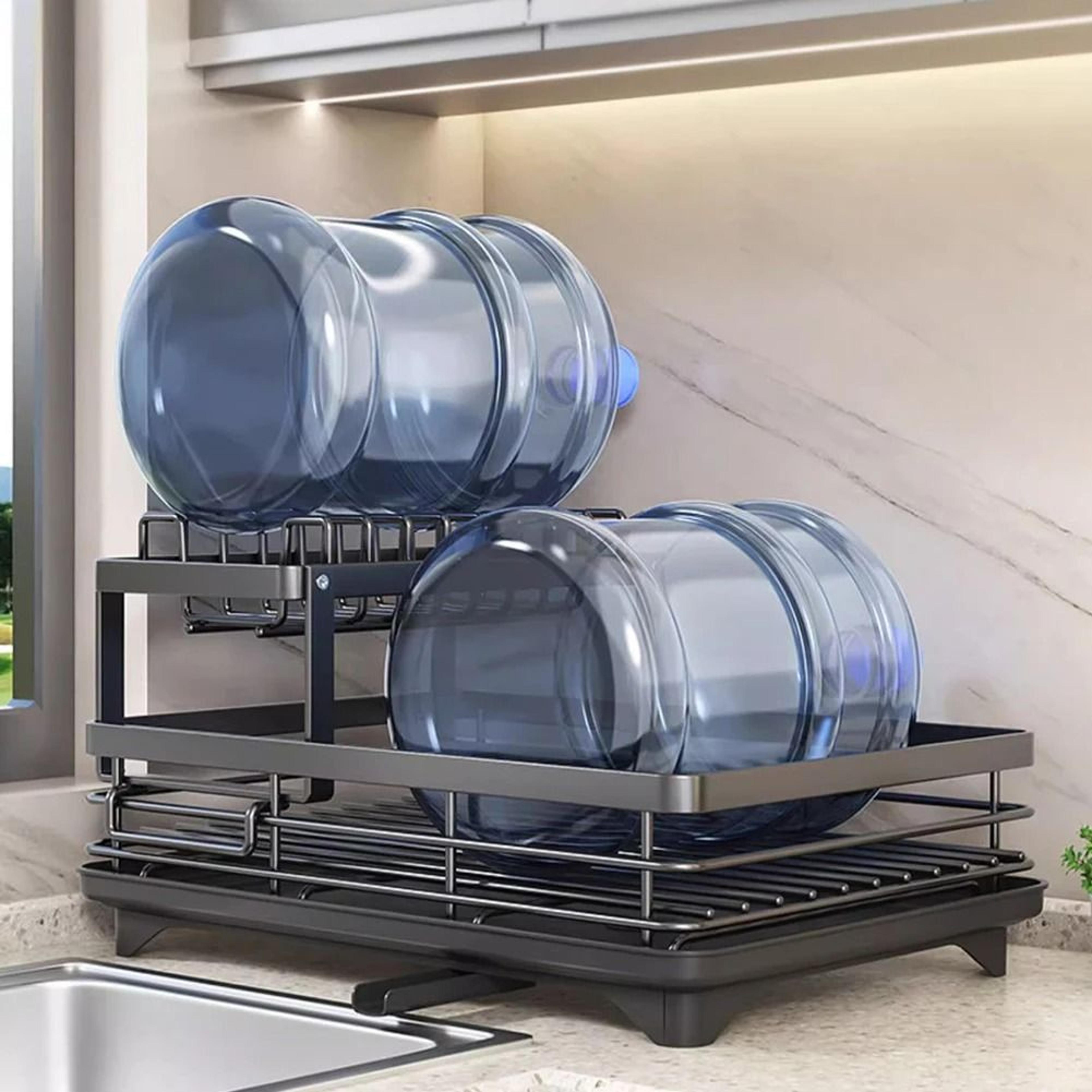 adjustable dish drying rack with drainboard