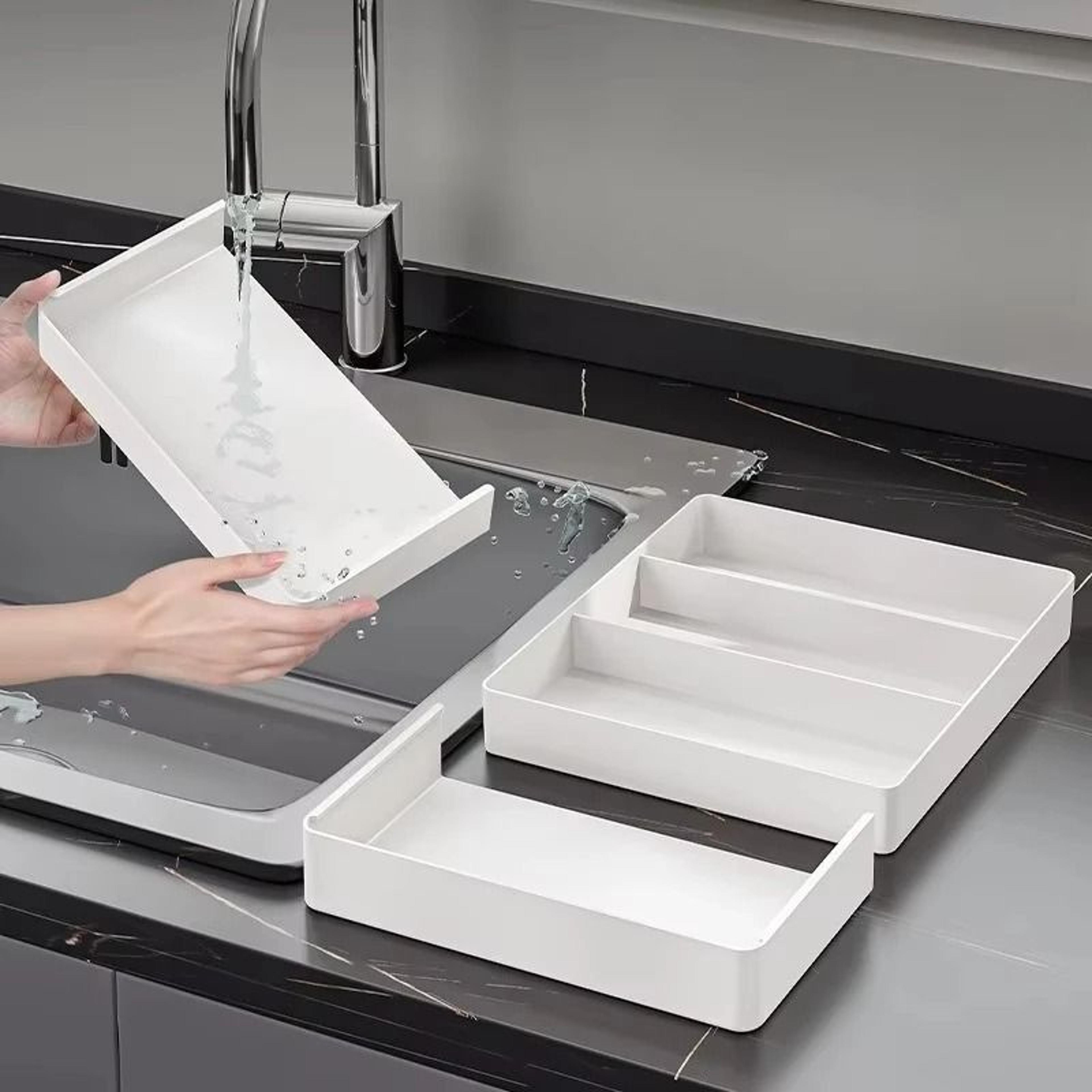 retractable kitchen drawer organizer for cutlery