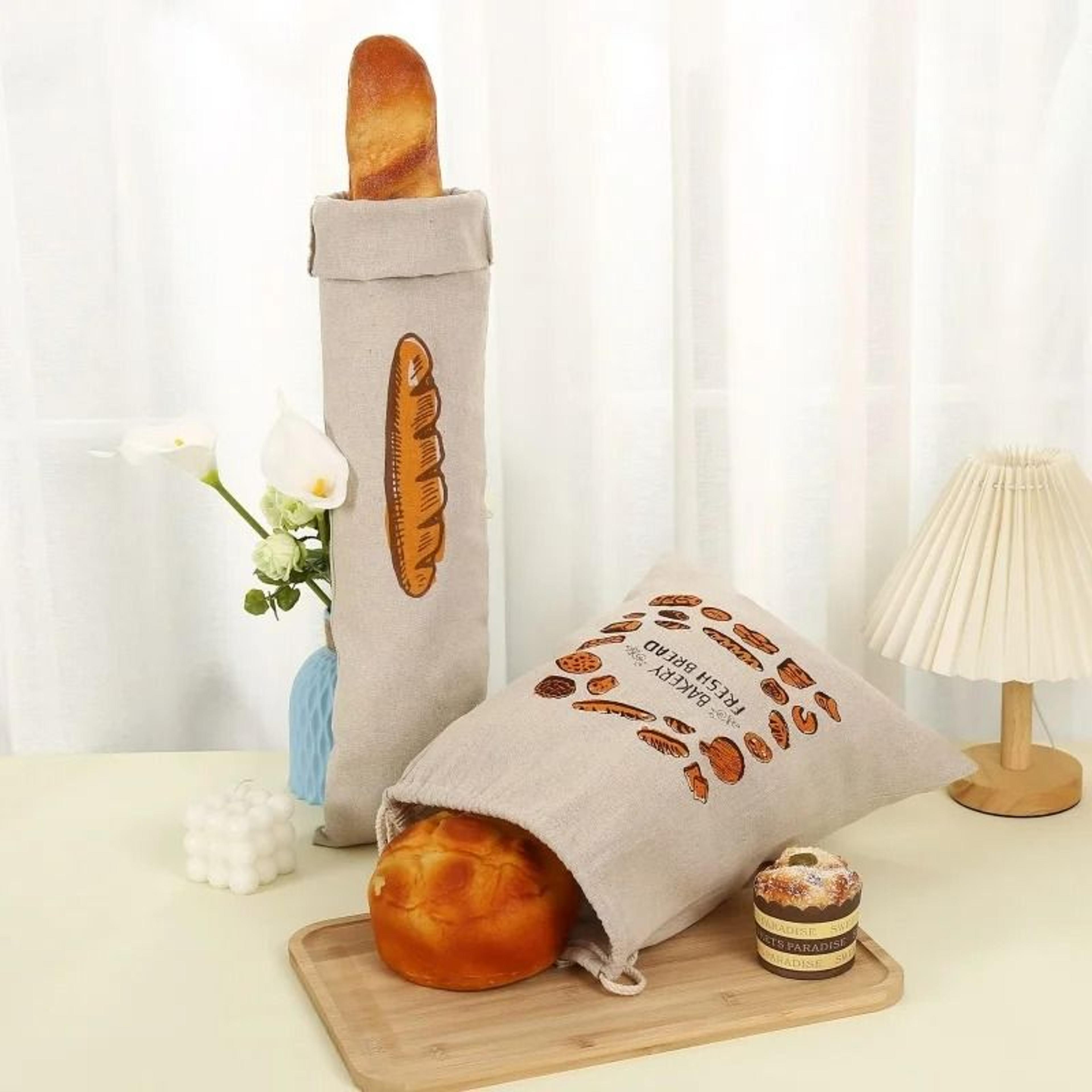 reusable linen bread bag for fresh bakery storage