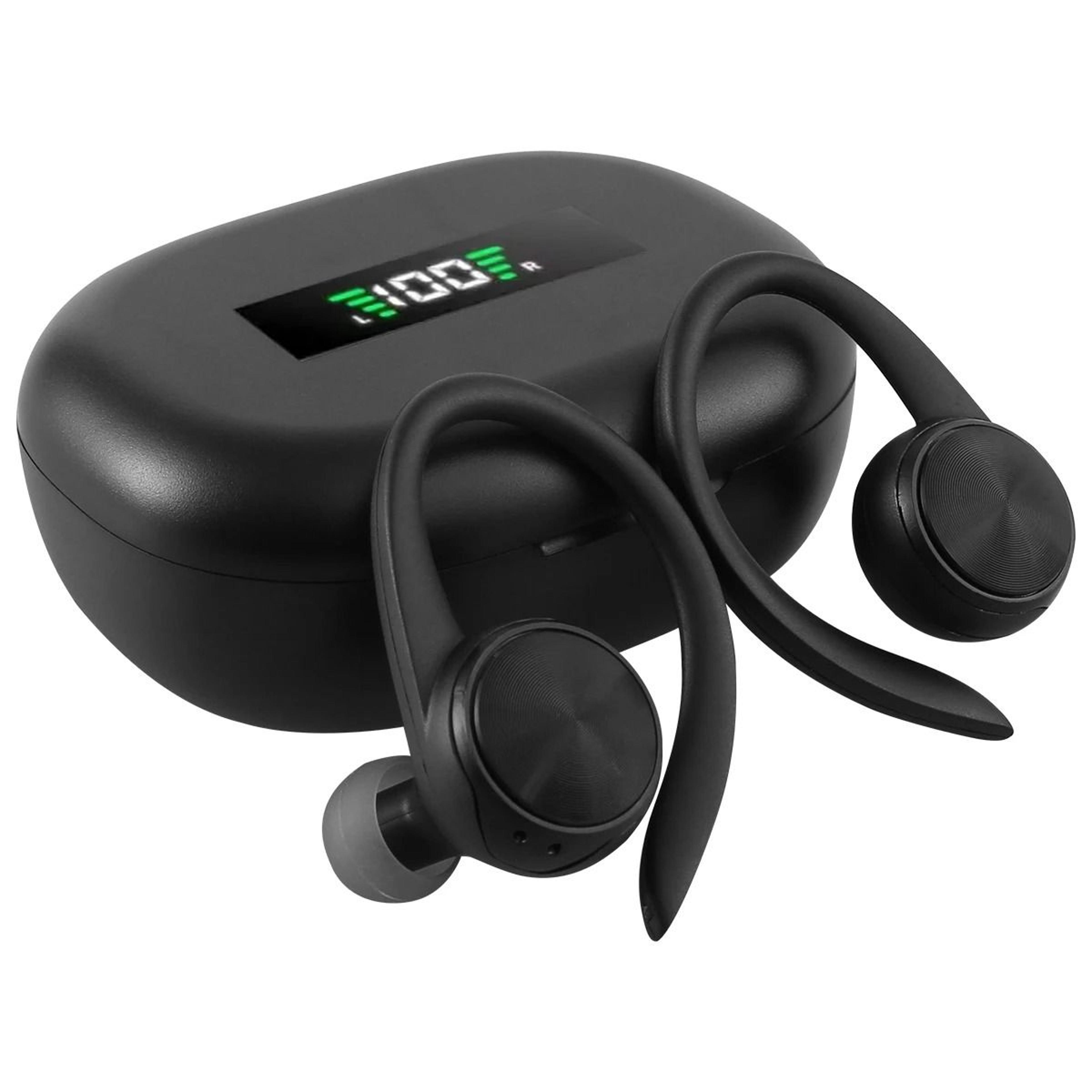 bluetooth 5 sports earbuds with ear hooks and charging case