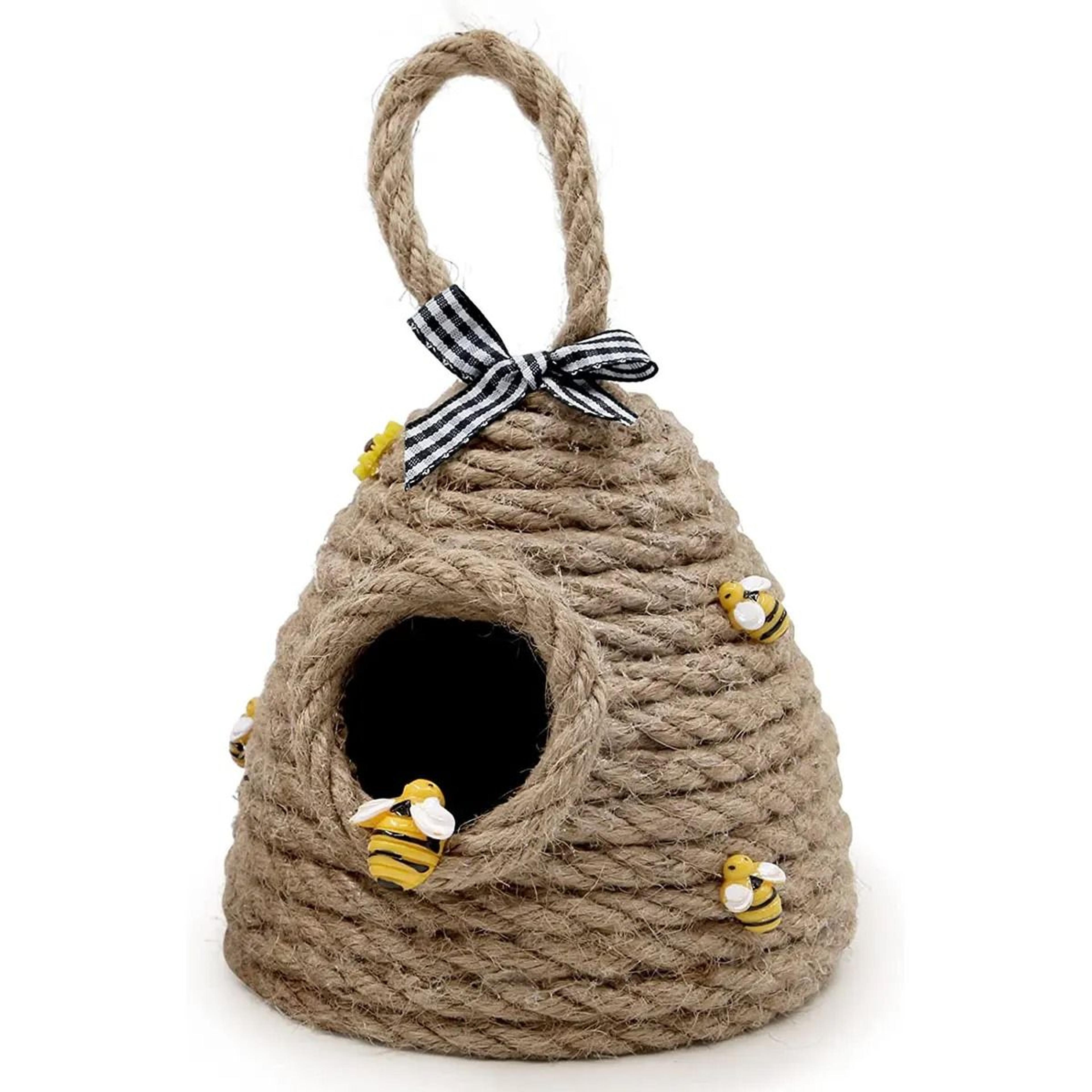 jute beehive decor for farmhouse tiered tray display