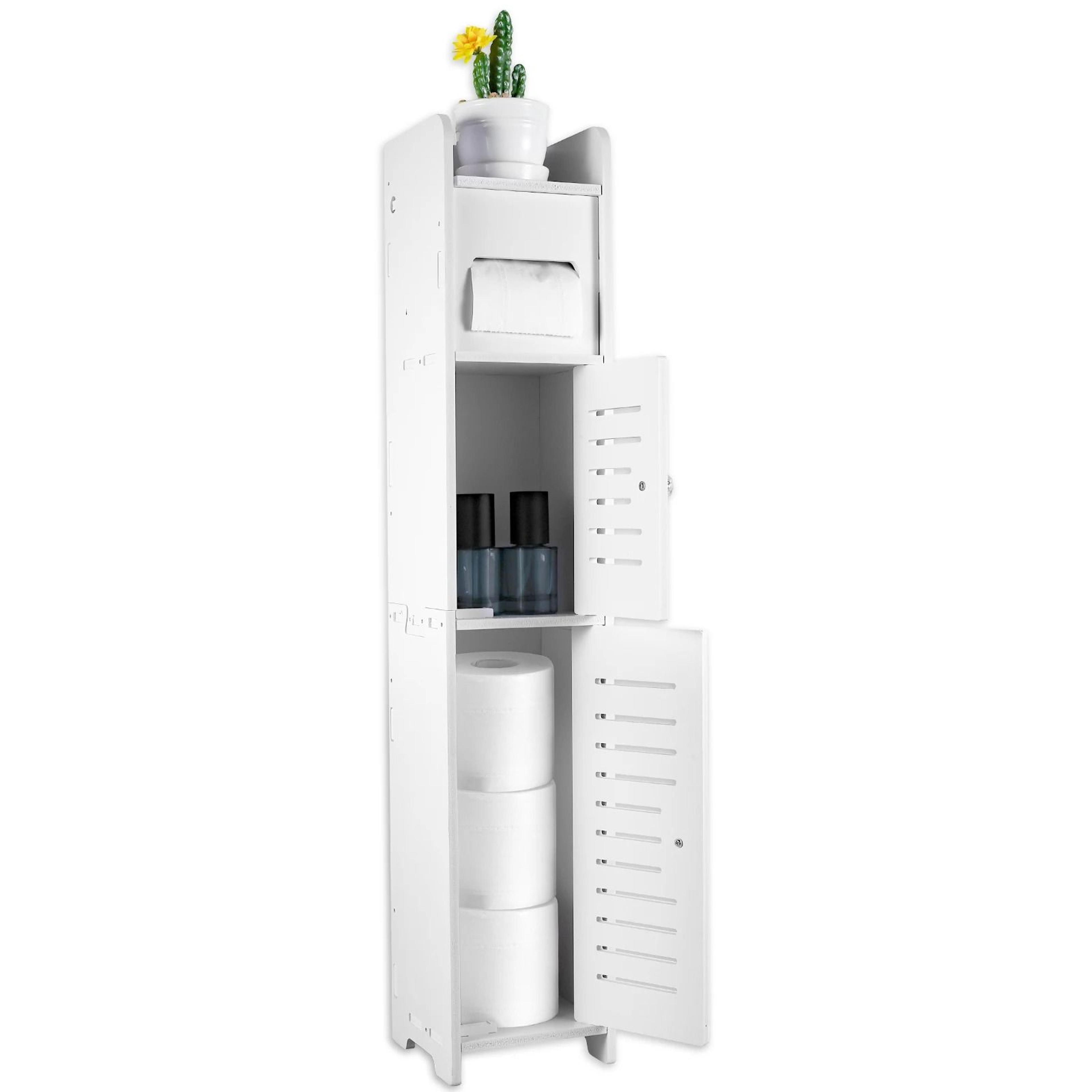 3 tier narrow bathroom storage cabinet with door
