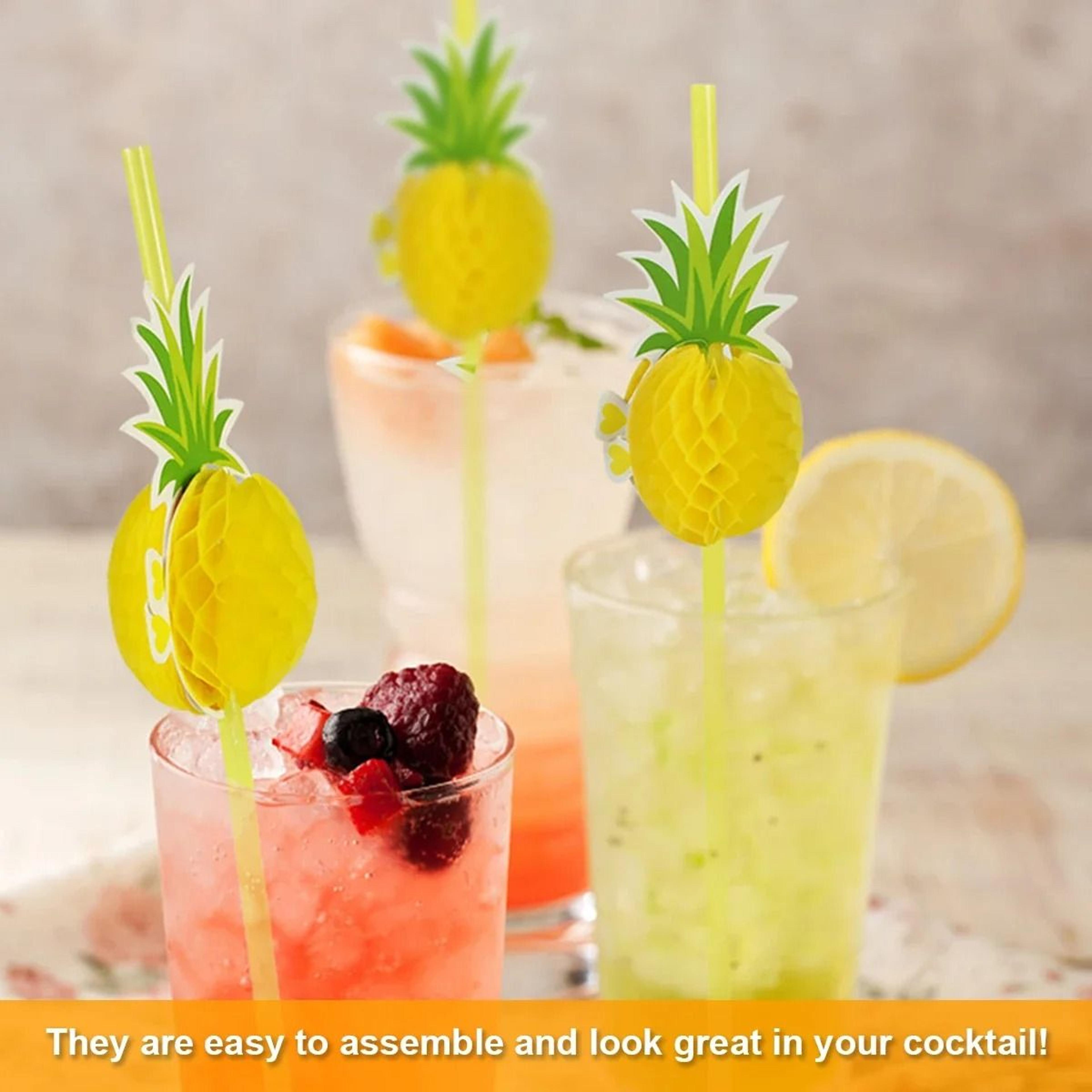 50 piece 3d fruit paper straws for tropical party drinks