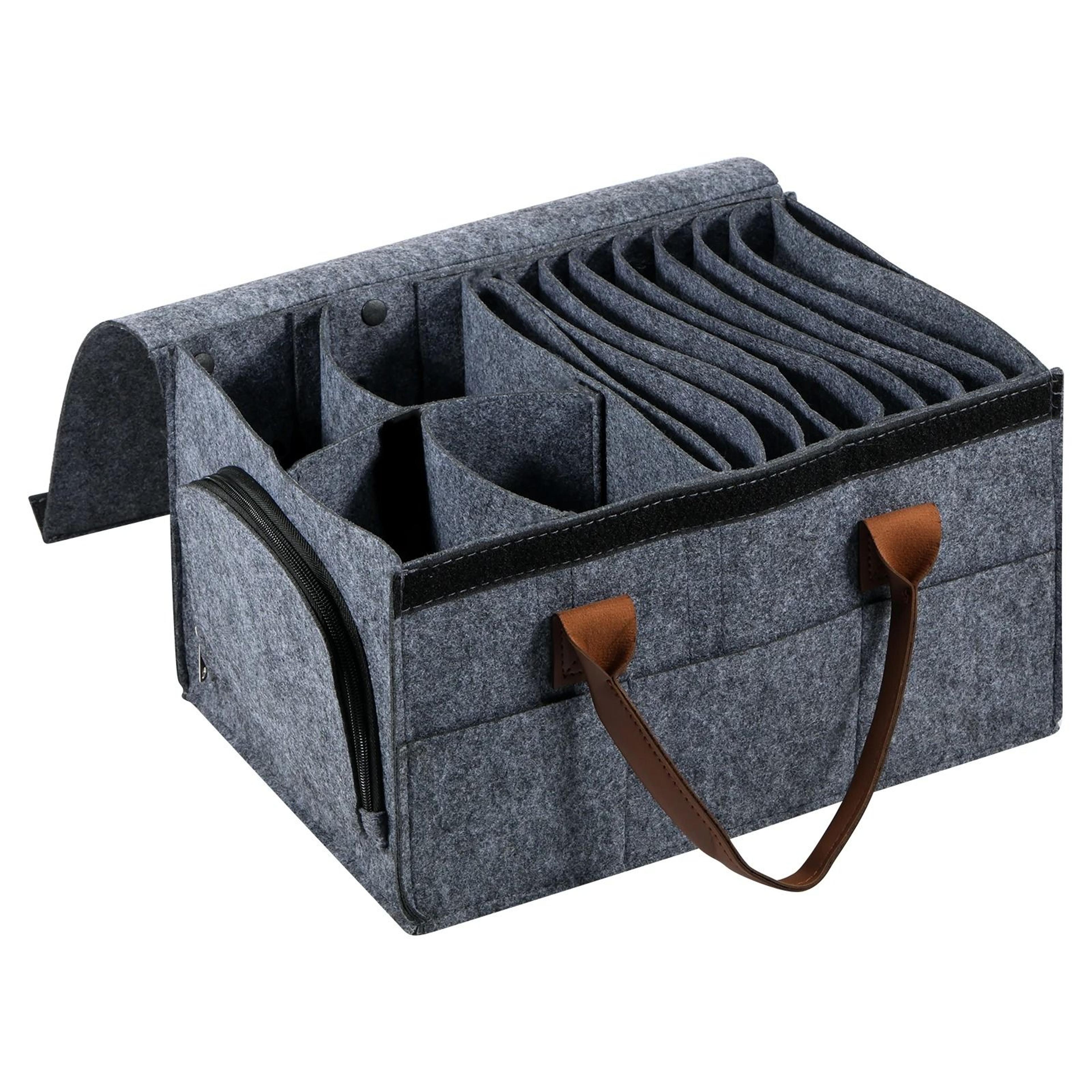 felt dish and cup storage bag for rv camping and kitchen cabinets
