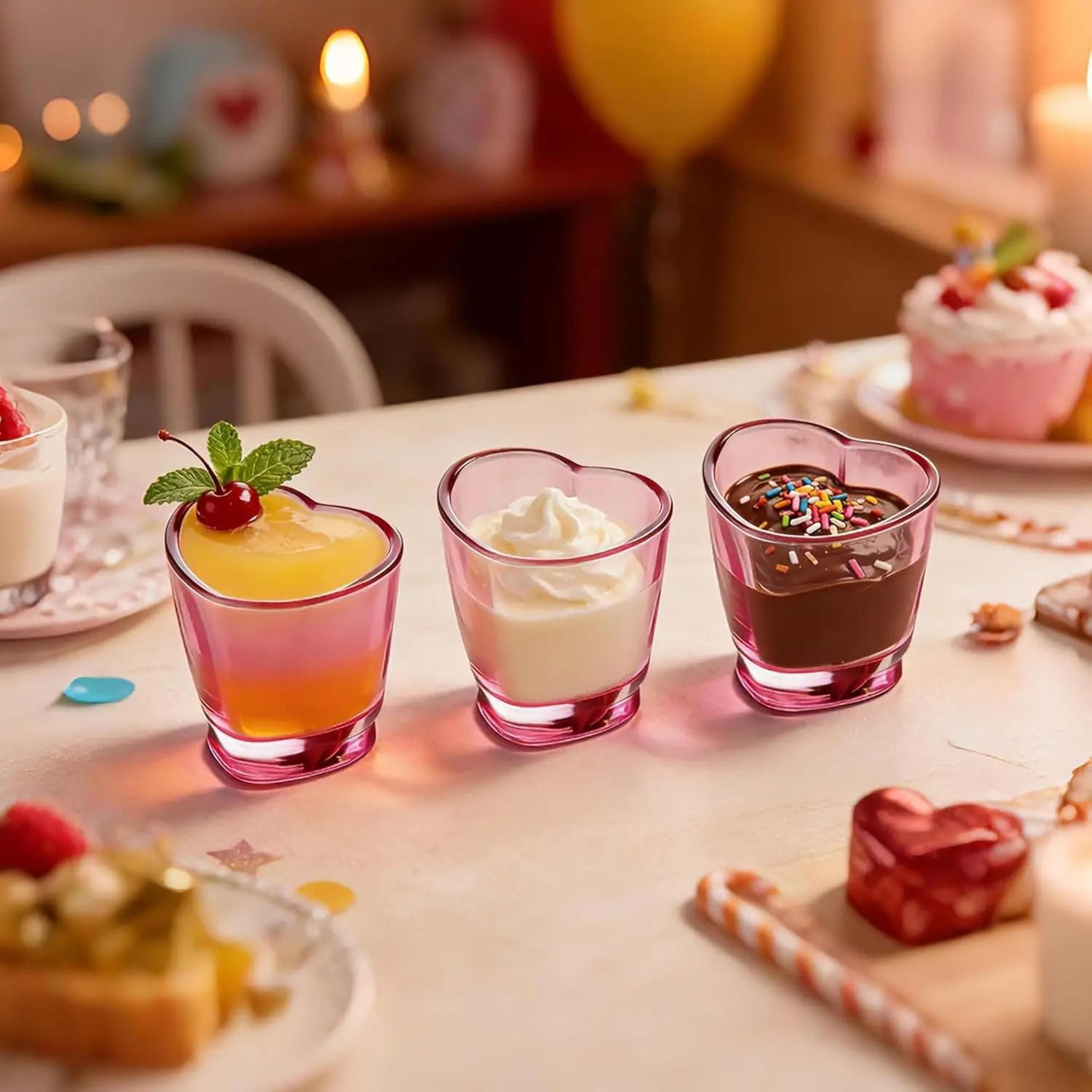 heart shaped acrylic shot glasses set for party drinks