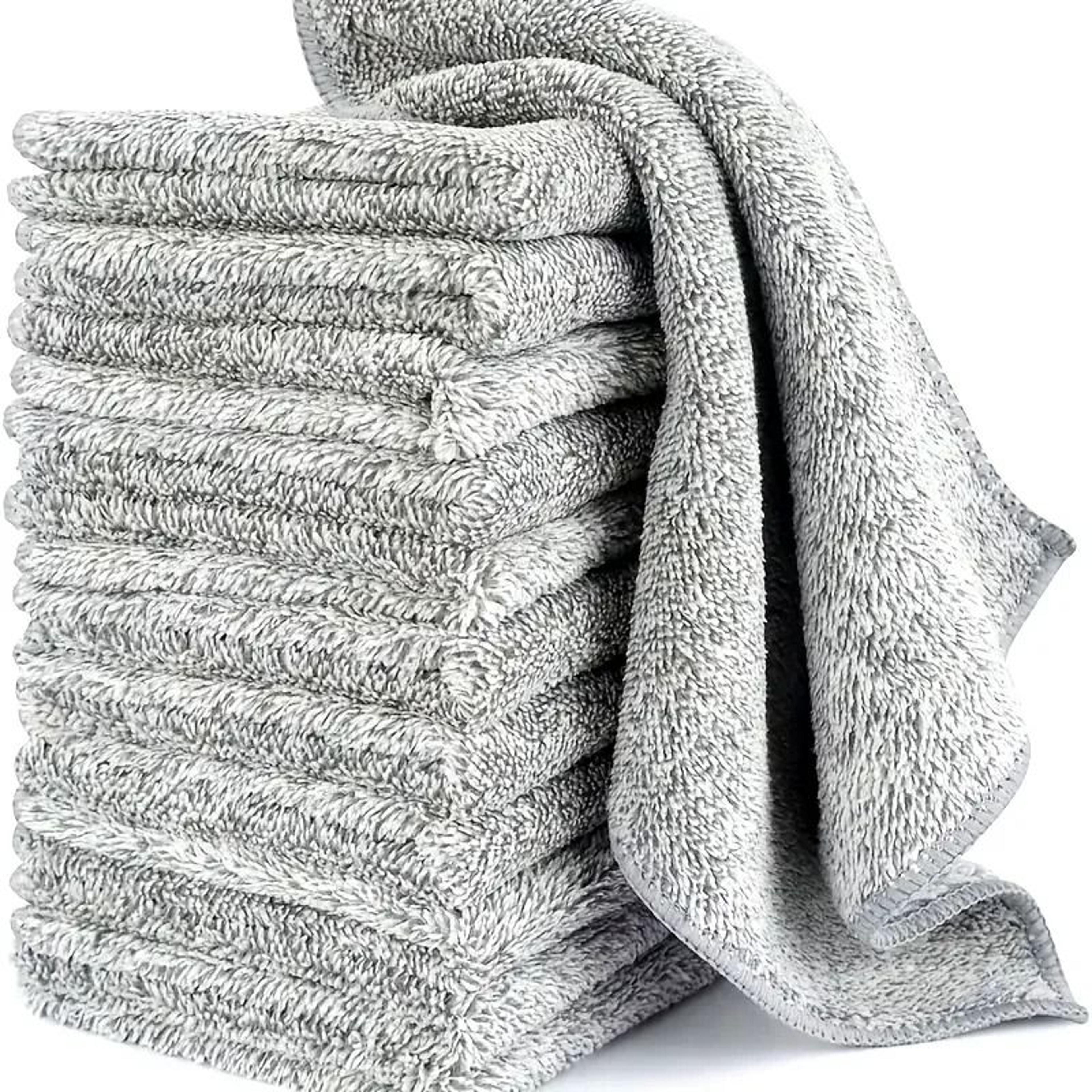 gray bamboo charcoal microfiber dishcloths for anti grease kitchen cleaning