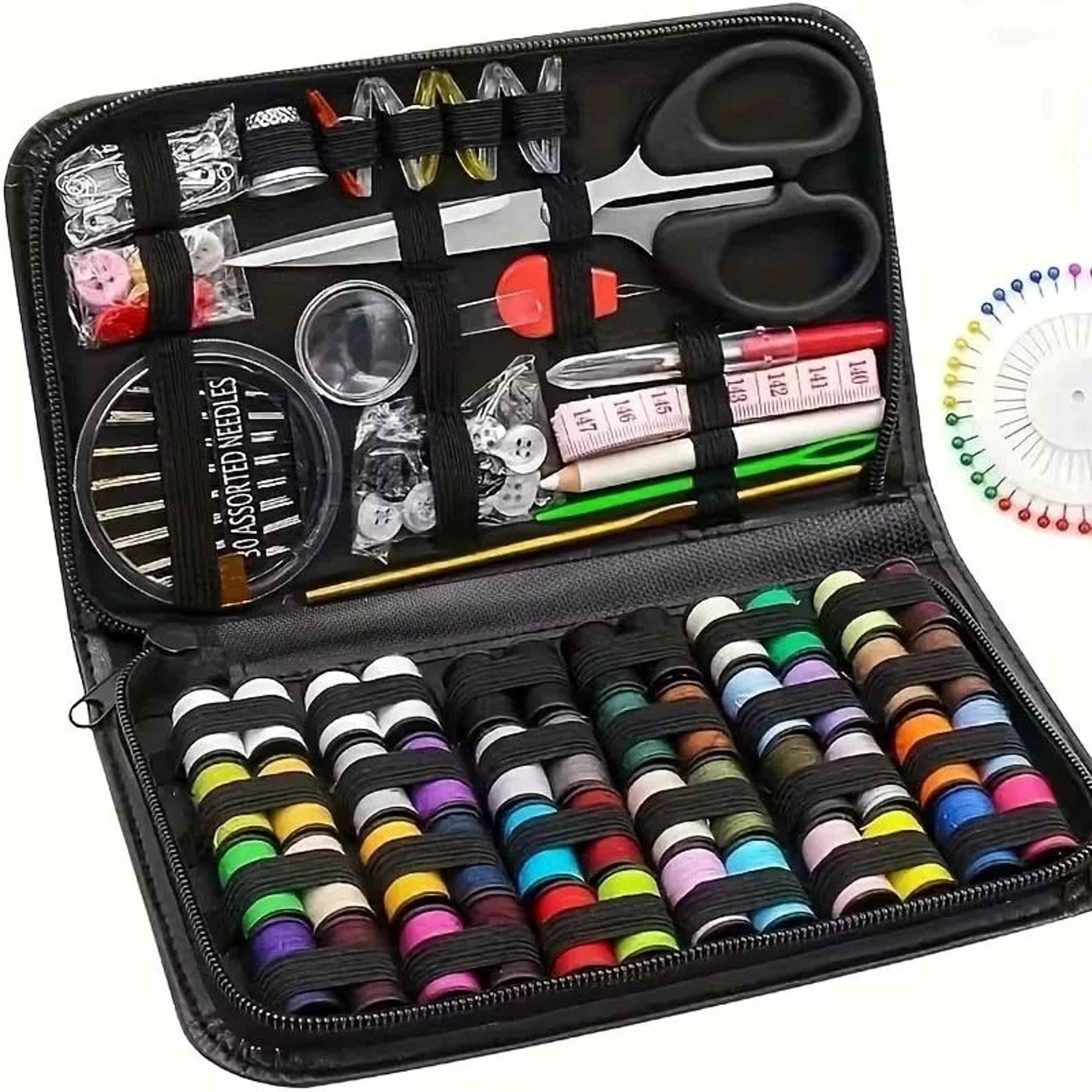 portable sewing kit with threads needles and scissors