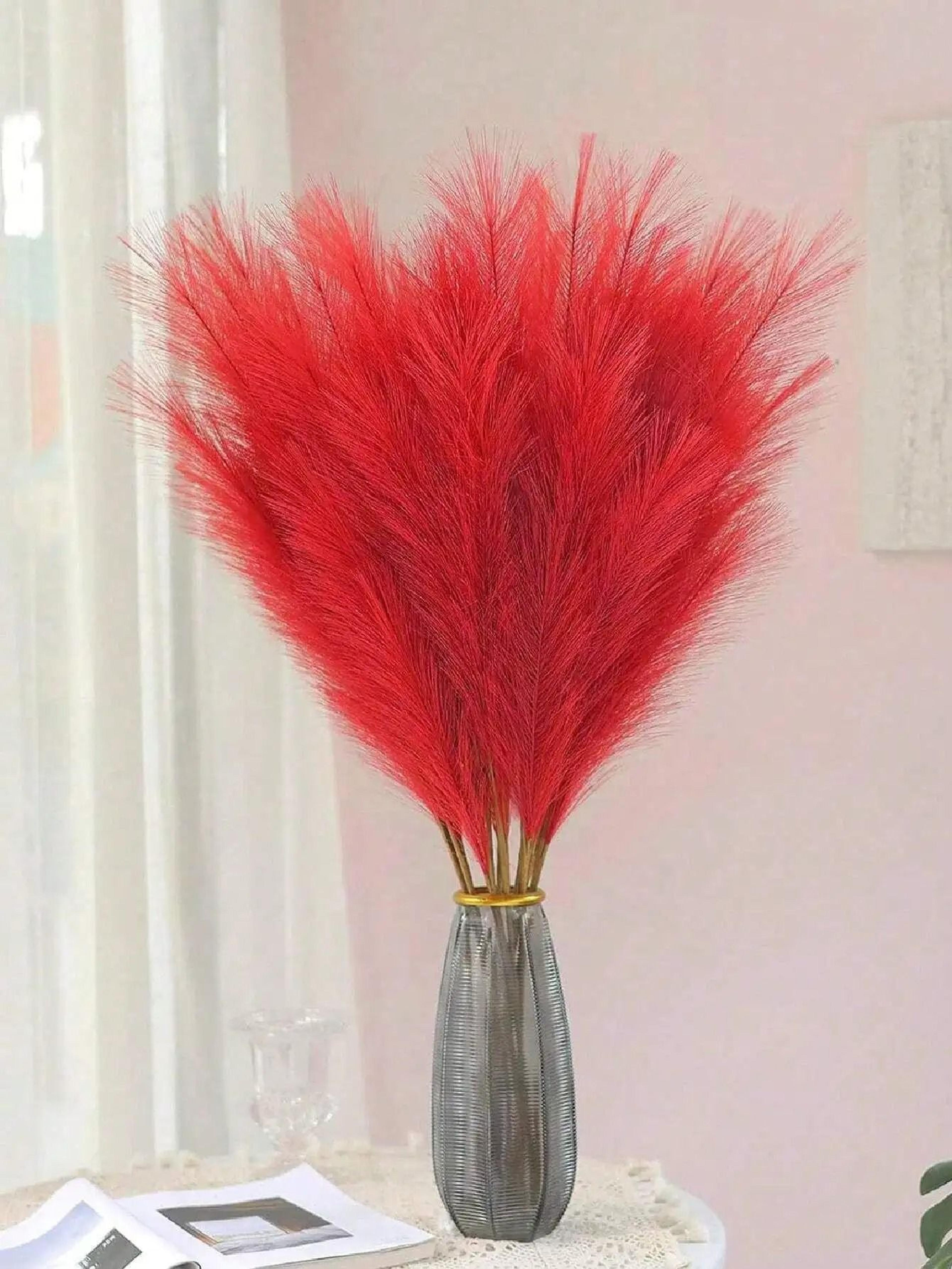 red artificial pampas reeds for wedding and party decor