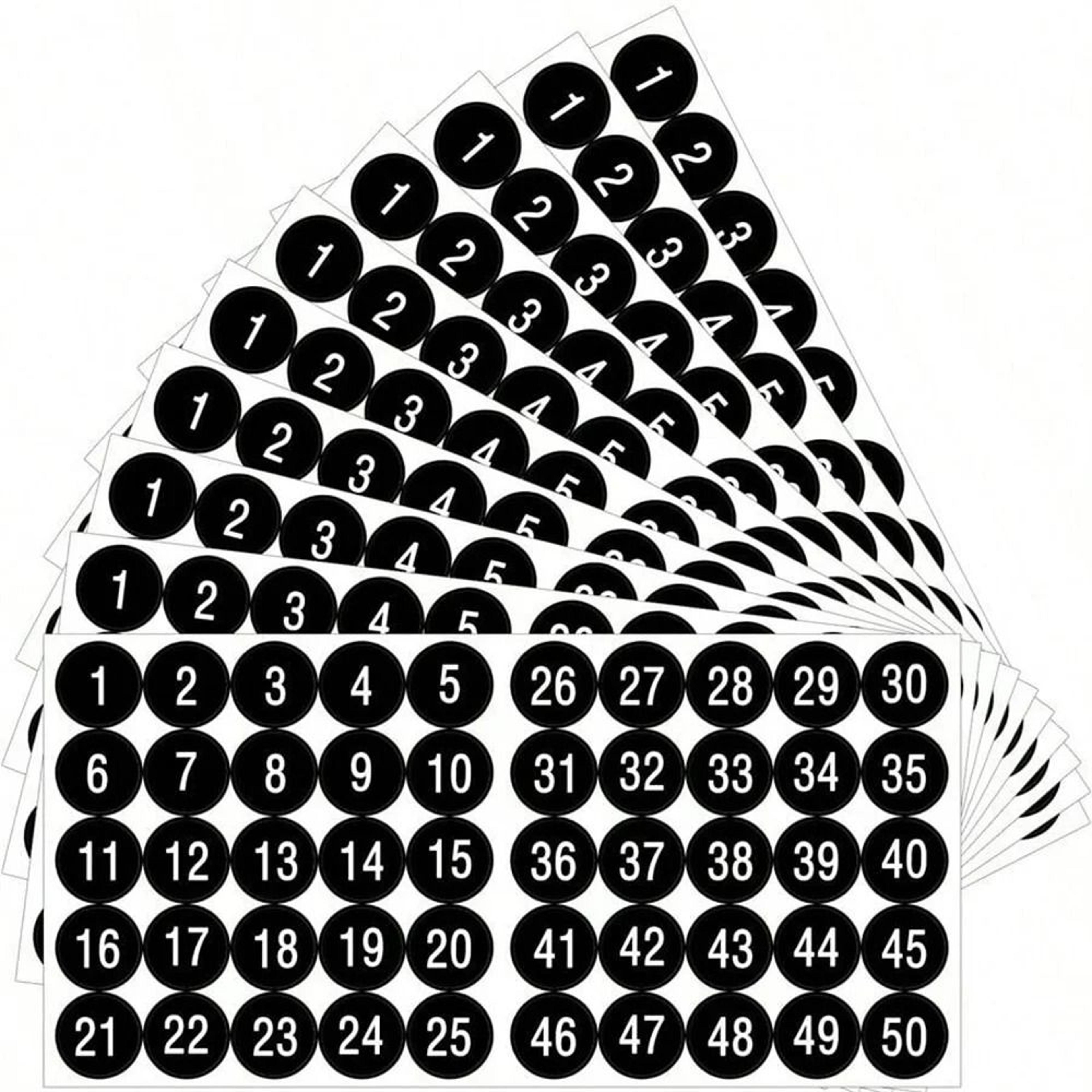 waterproof number stickers 1 to 50 vinyl labels