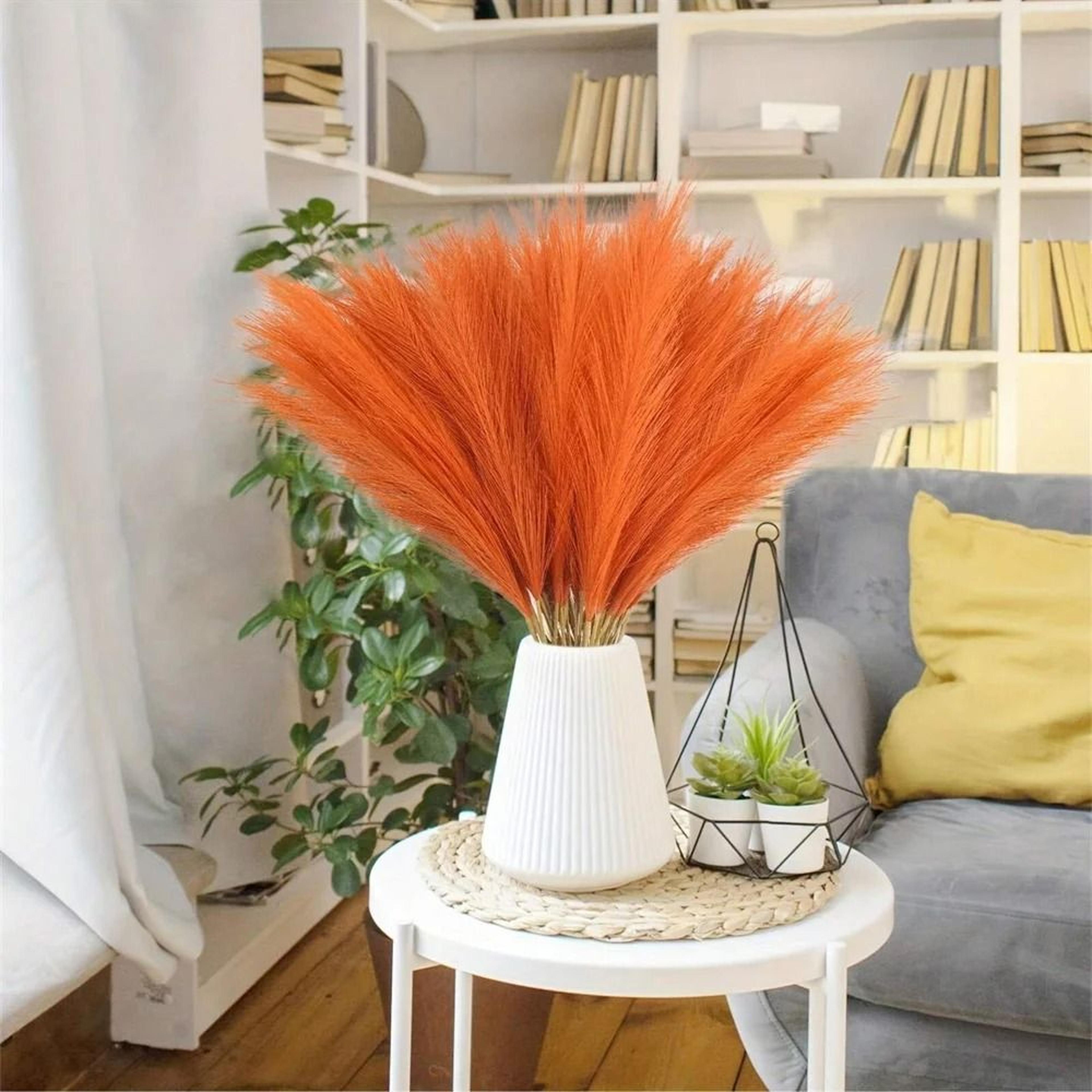 orange artificial pampas grass reeds for vase decor