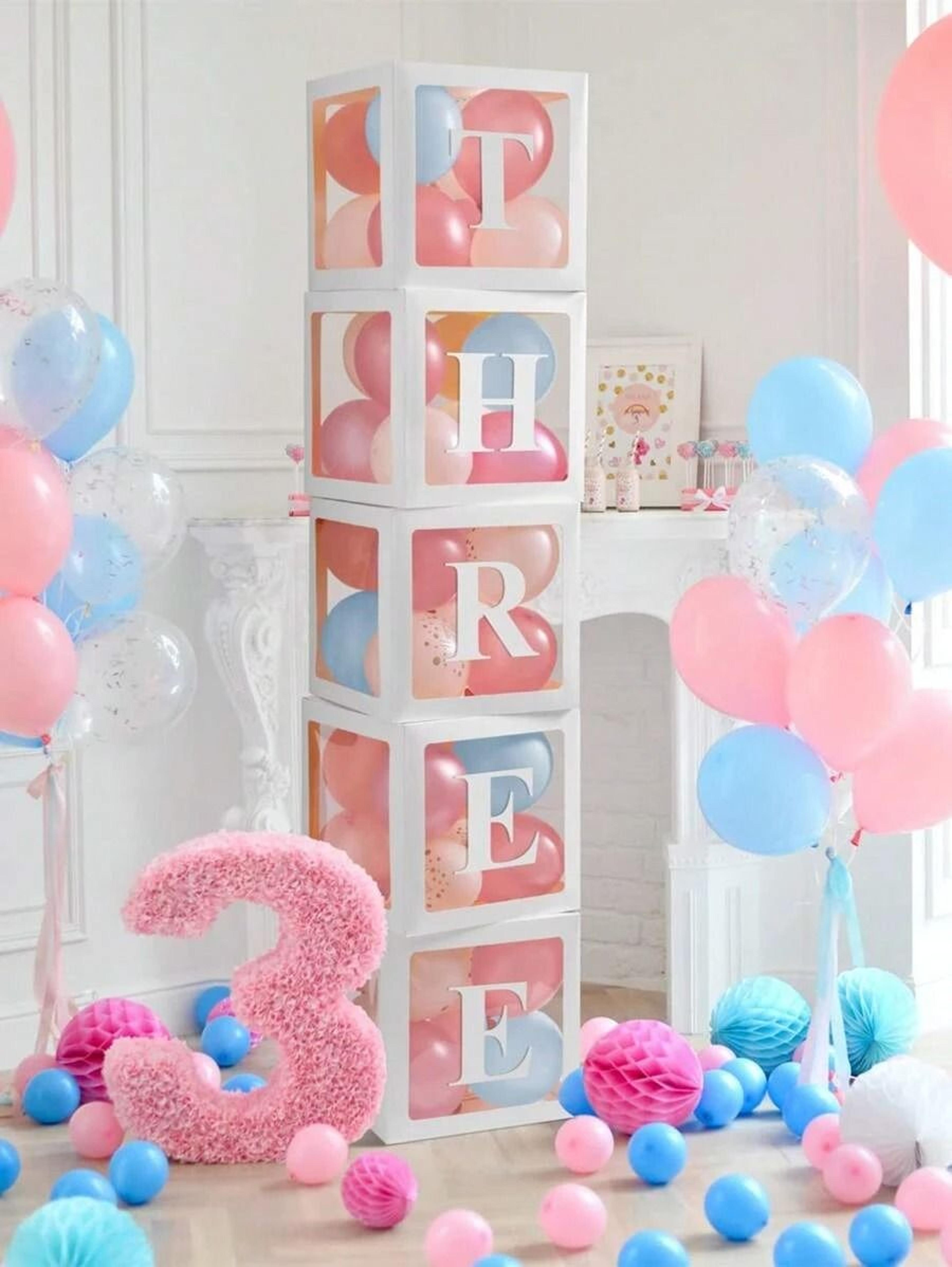 white balloon boxes with letters for party decor 5 pack