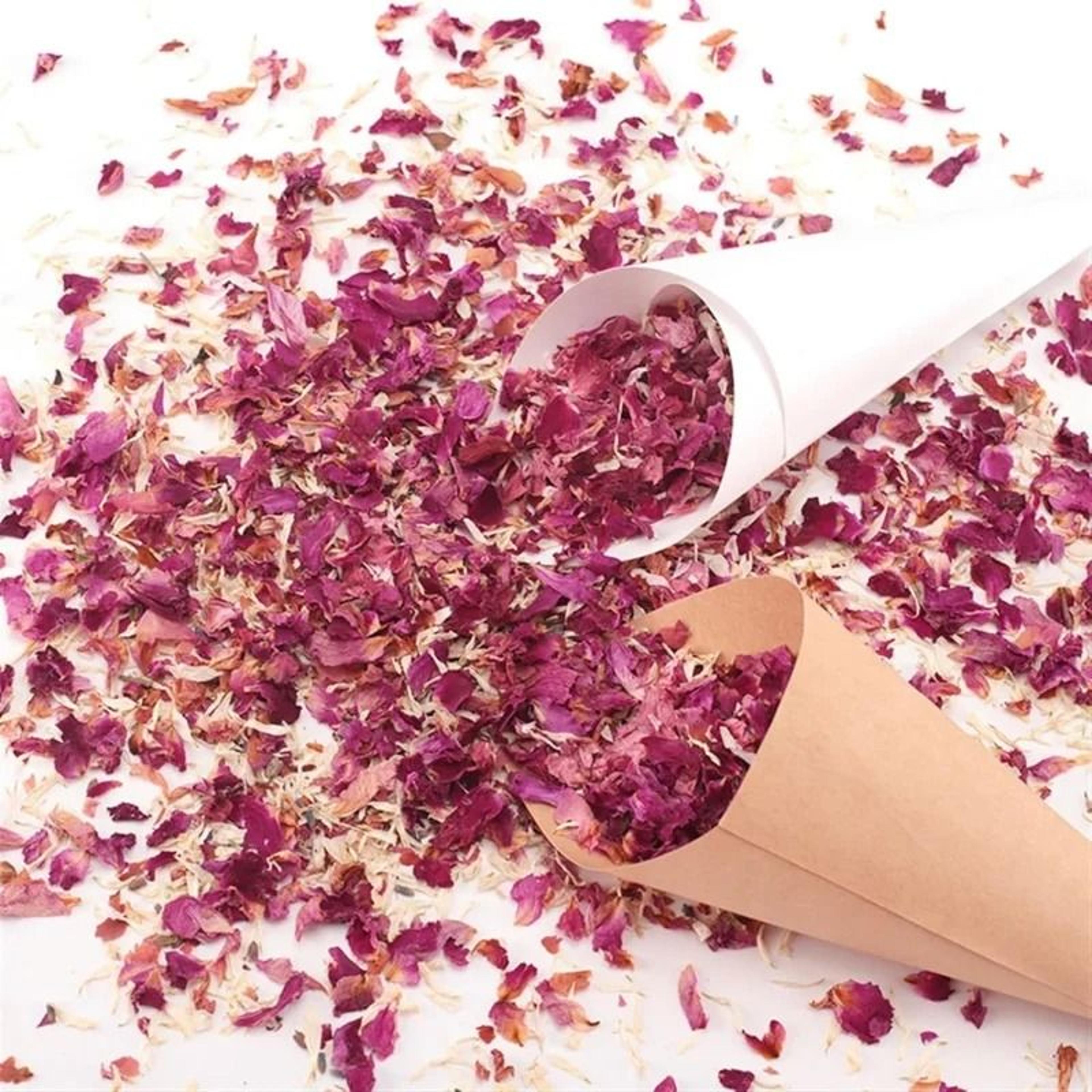 natural rose petal confetti for wedding decor