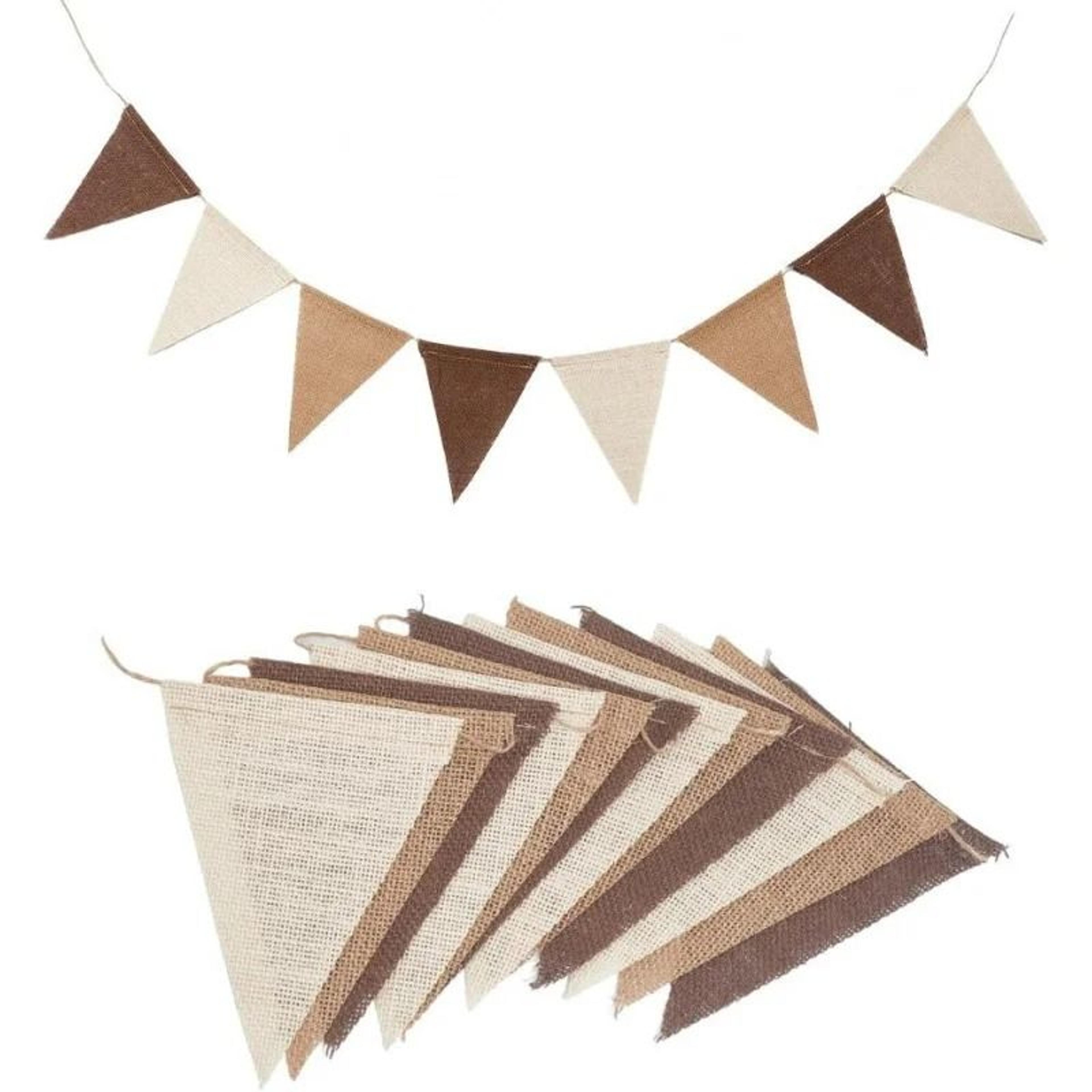 brown burlap pennant banner for rustic party decor
