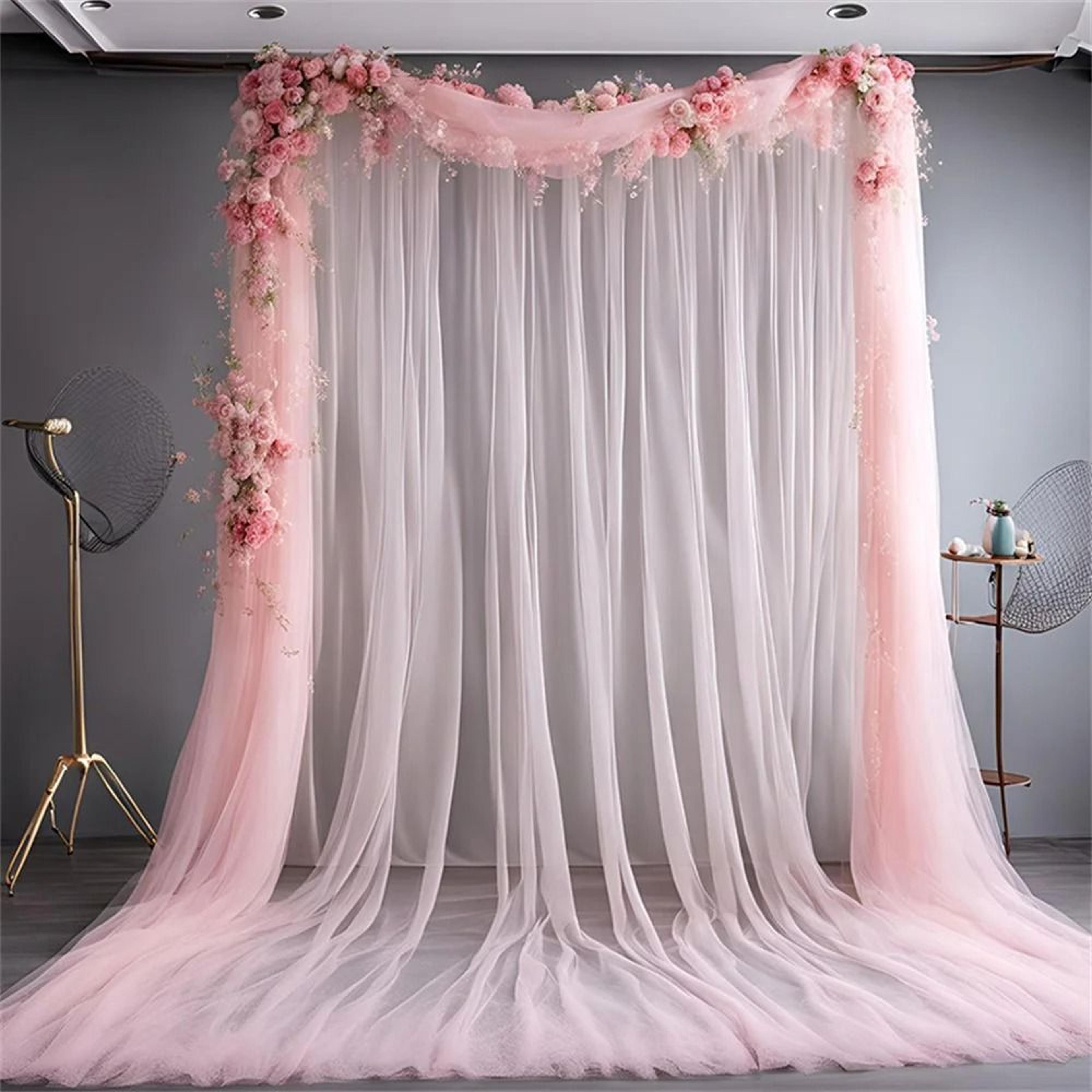sheer tulle backdrop curtains for wedding party decor