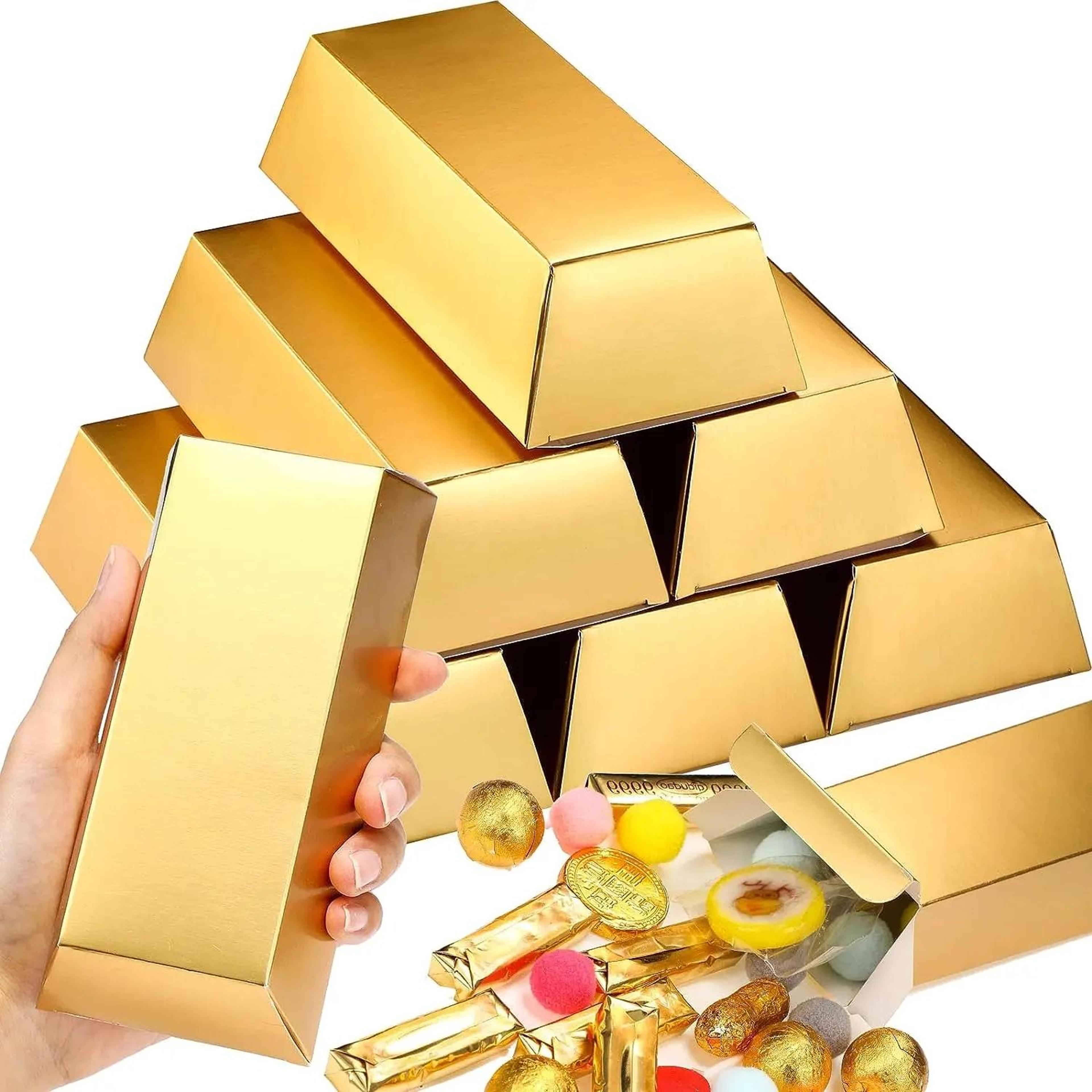 gold bar party favor boxes for candy treats 12 pack