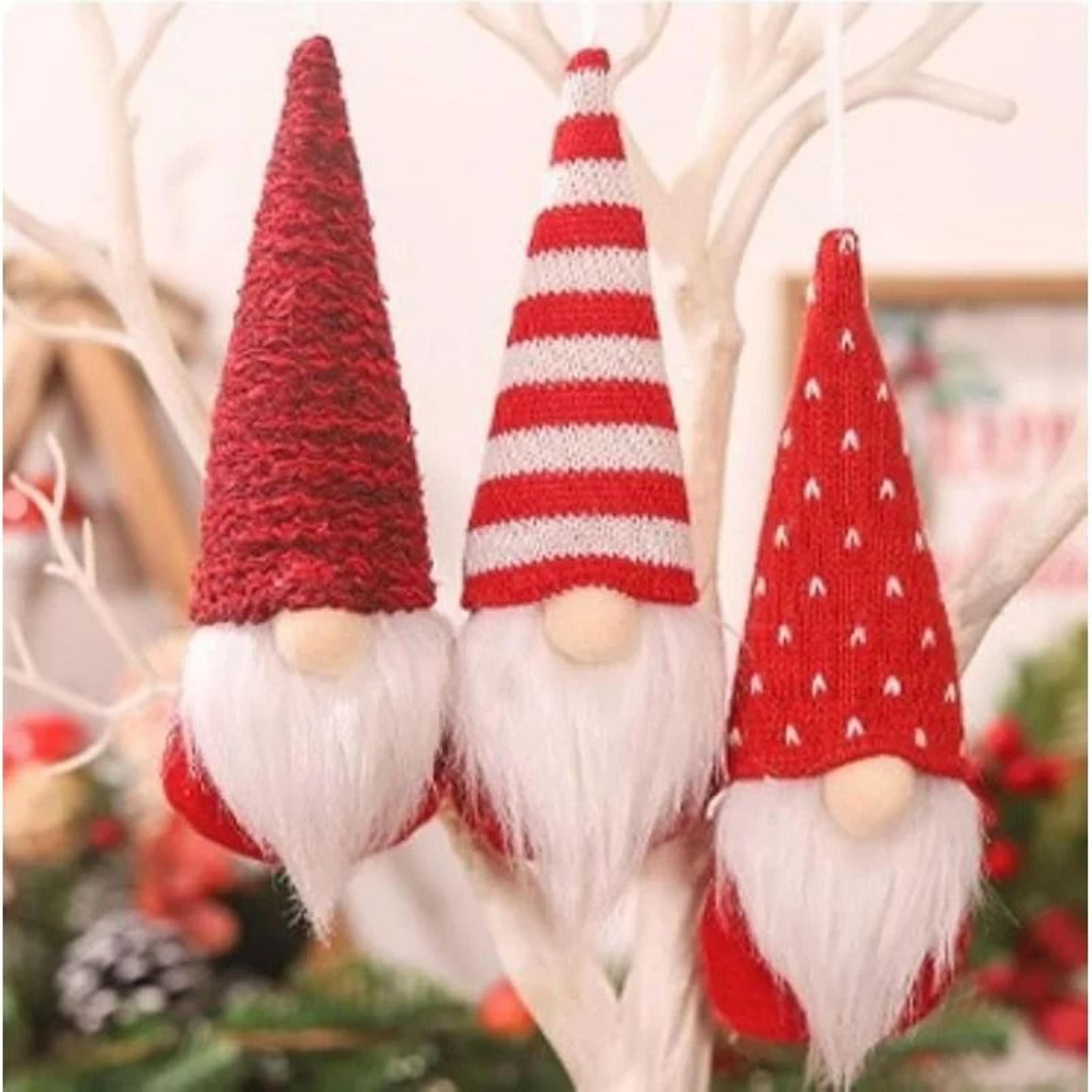 swedish plush gnome christmas hanging ornaments 3 pack