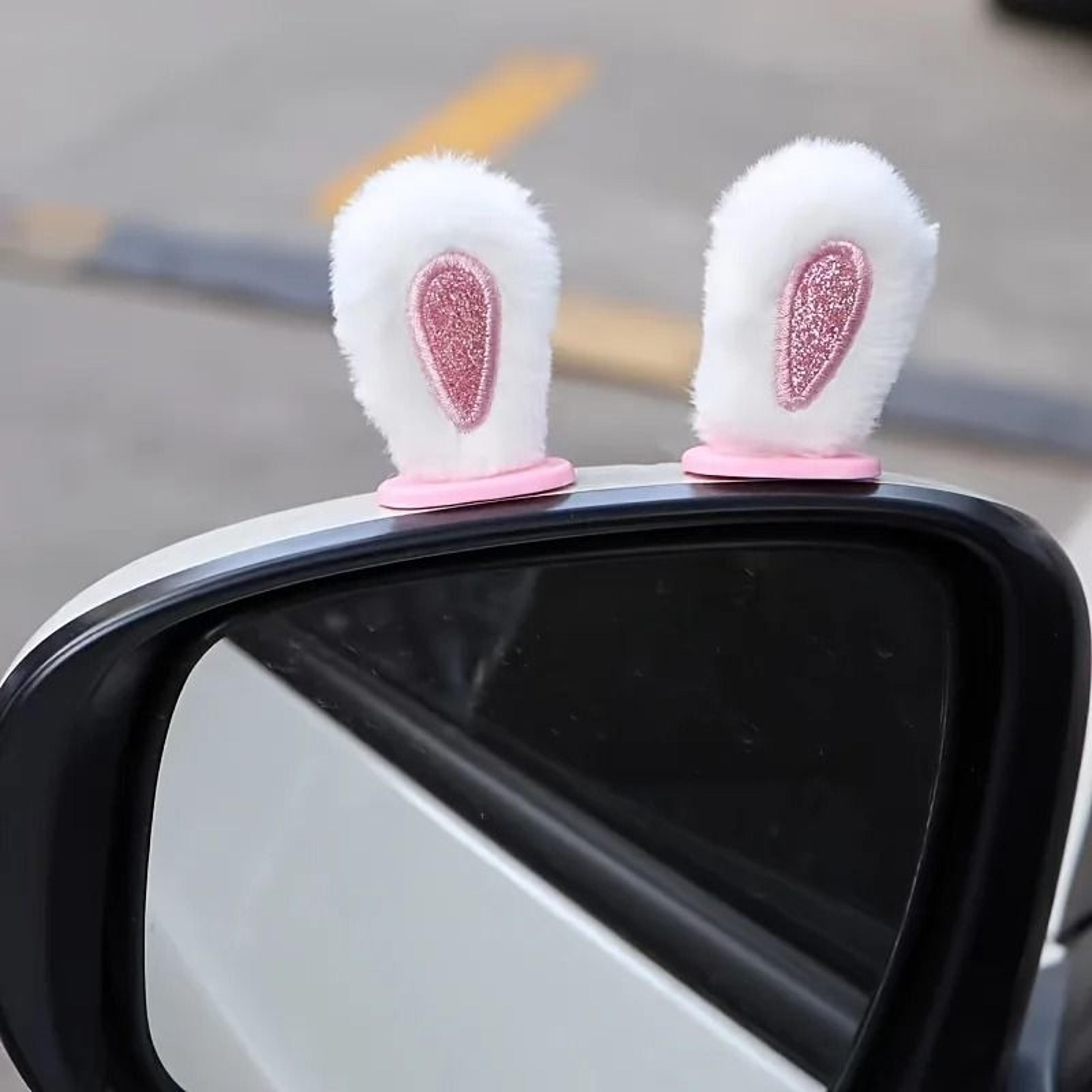 plush rabbit ears car mirror ornament pair