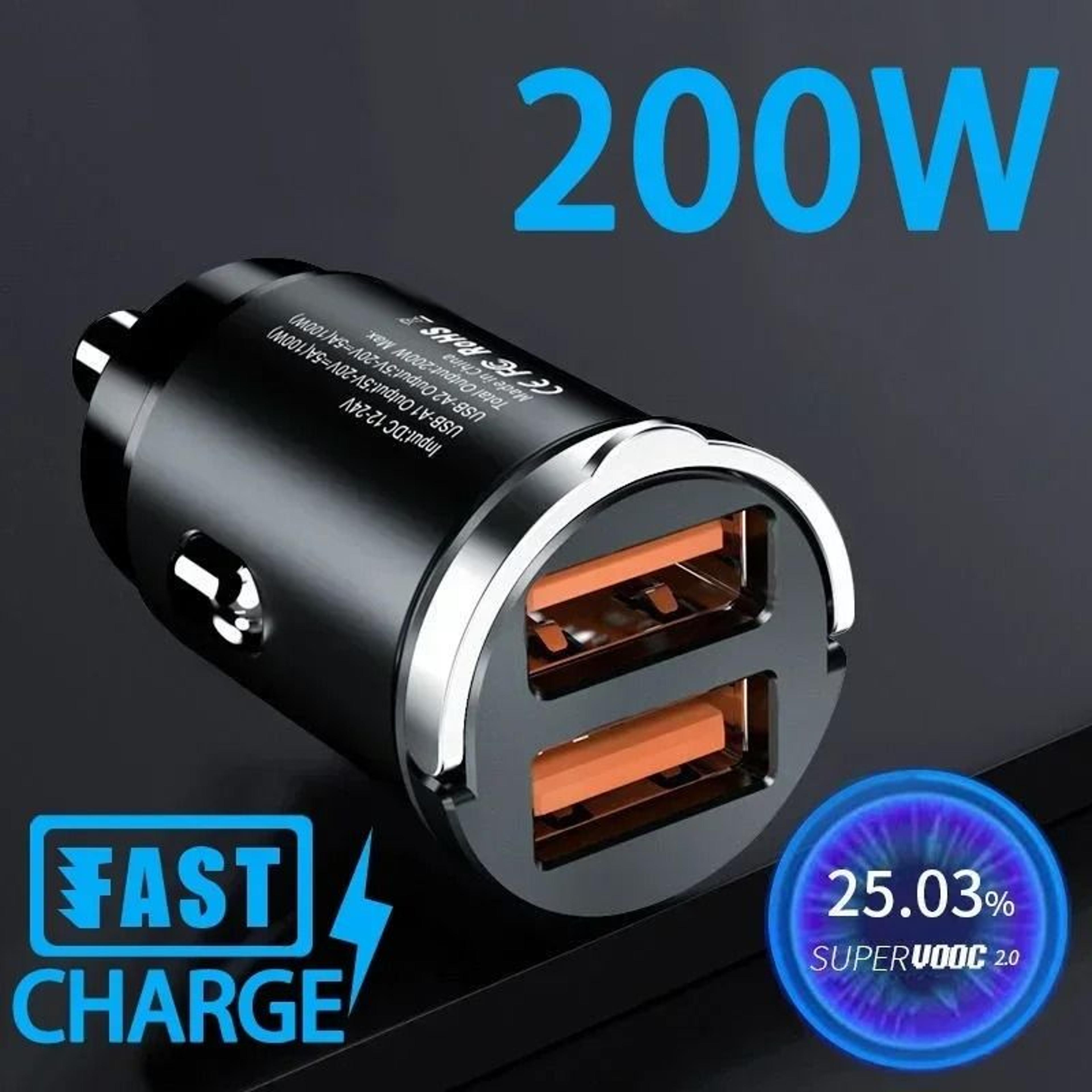 mini 200w fast car charger invisible cigarette lighter plug adapter for phones devices
