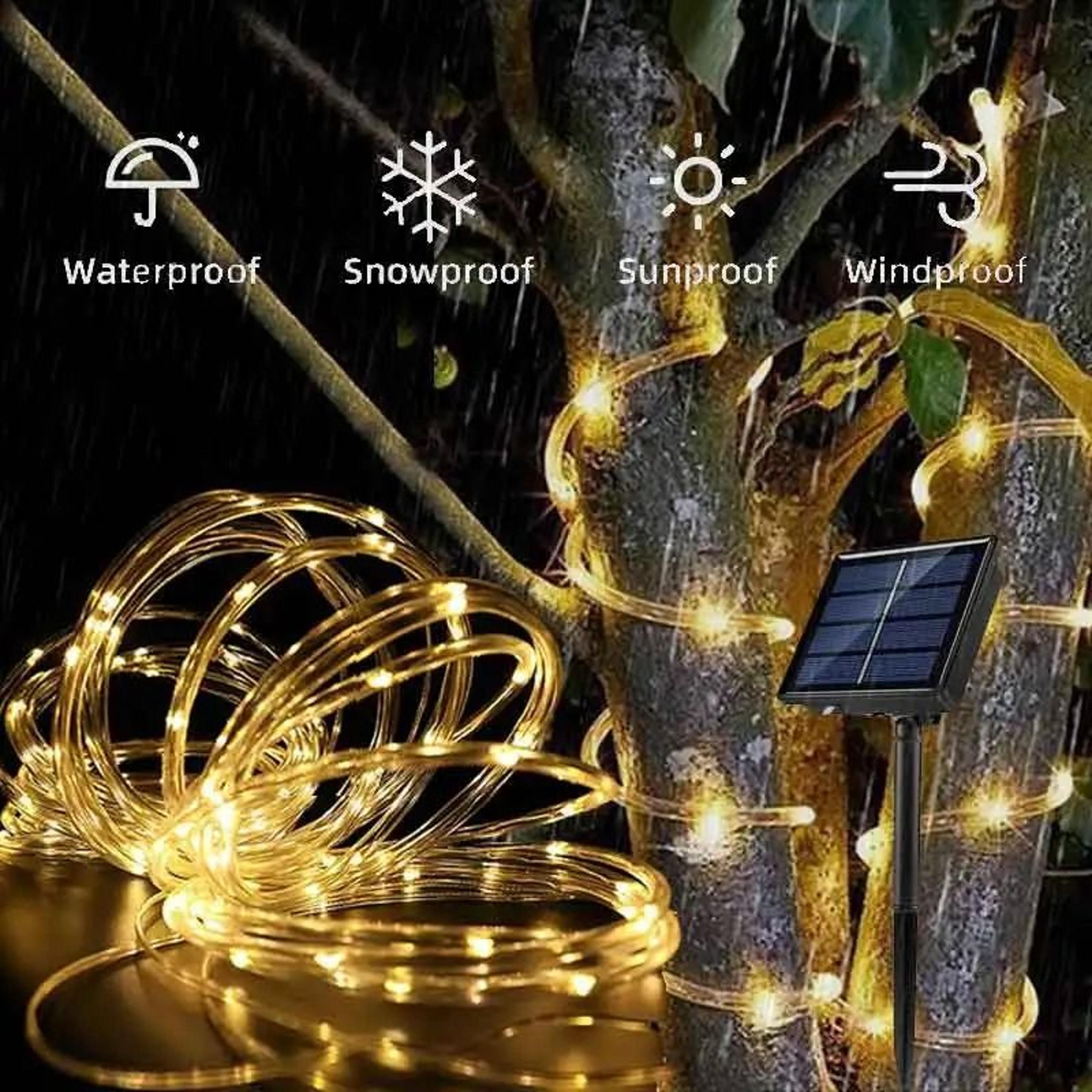 solar rope lights waterproof led string strip with 8 modes for outdoor decor