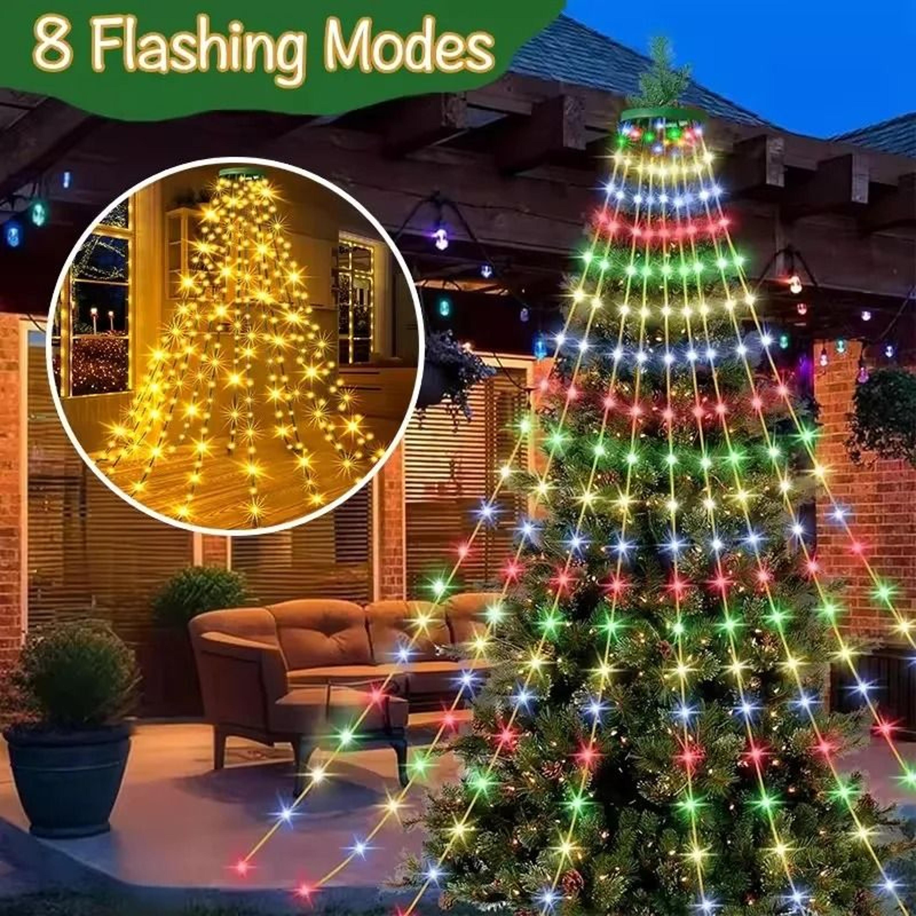 led waterfall christmas tree lights waterproof outdoor garden decor