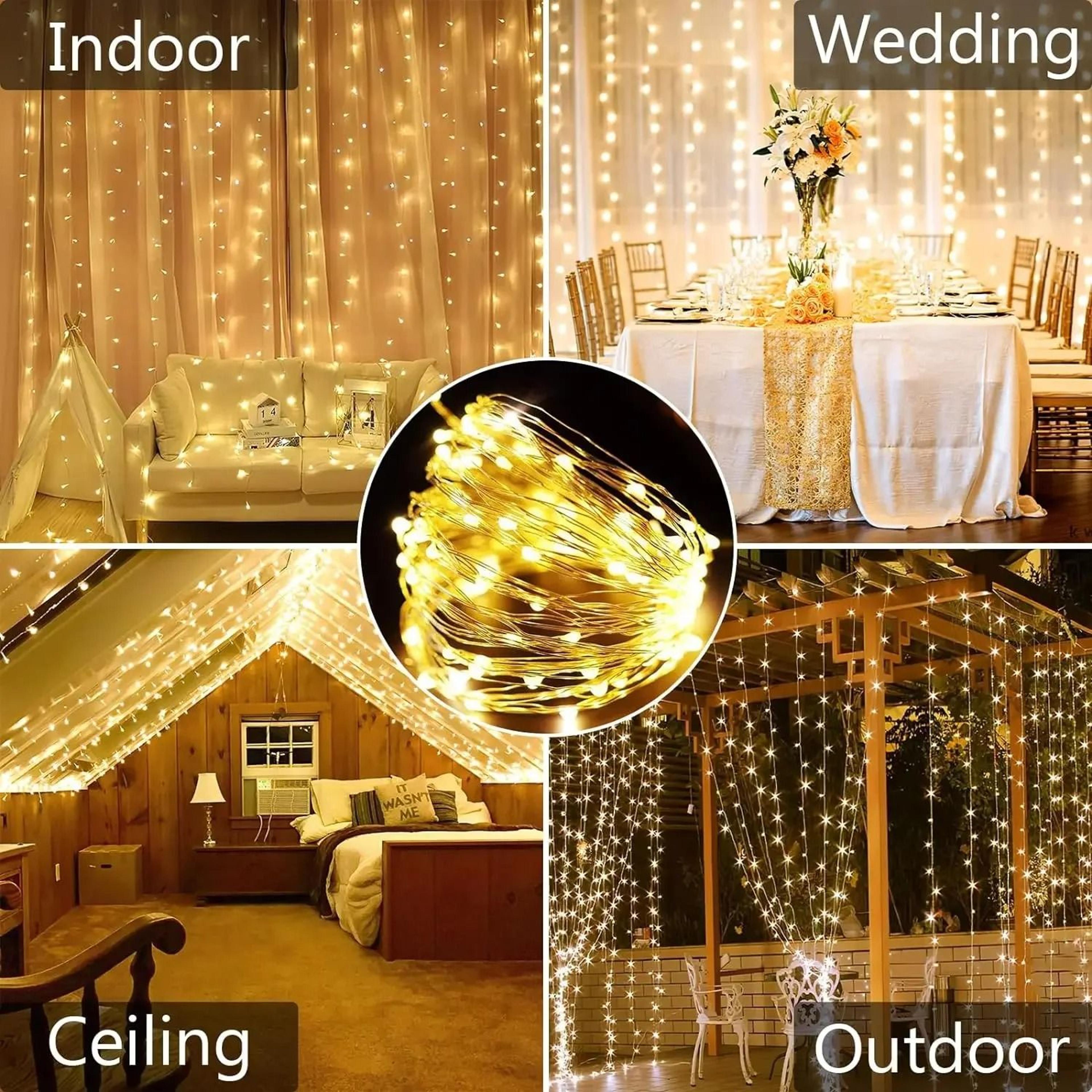 solar curtain string lights waterproof 300 led outdoor fairy decor
