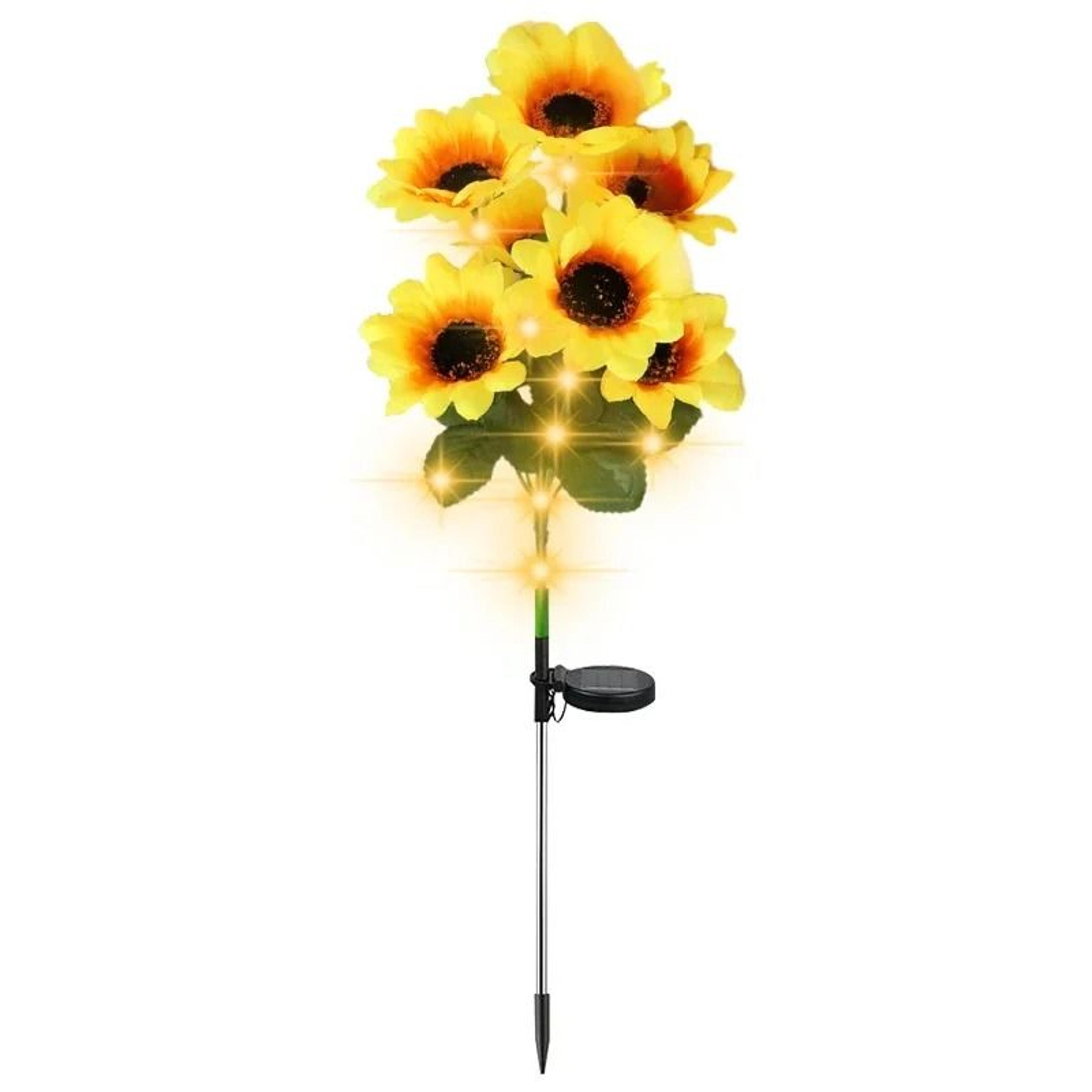 solar sunflower garden lights waterproof 7 head outdoor lawn decor
