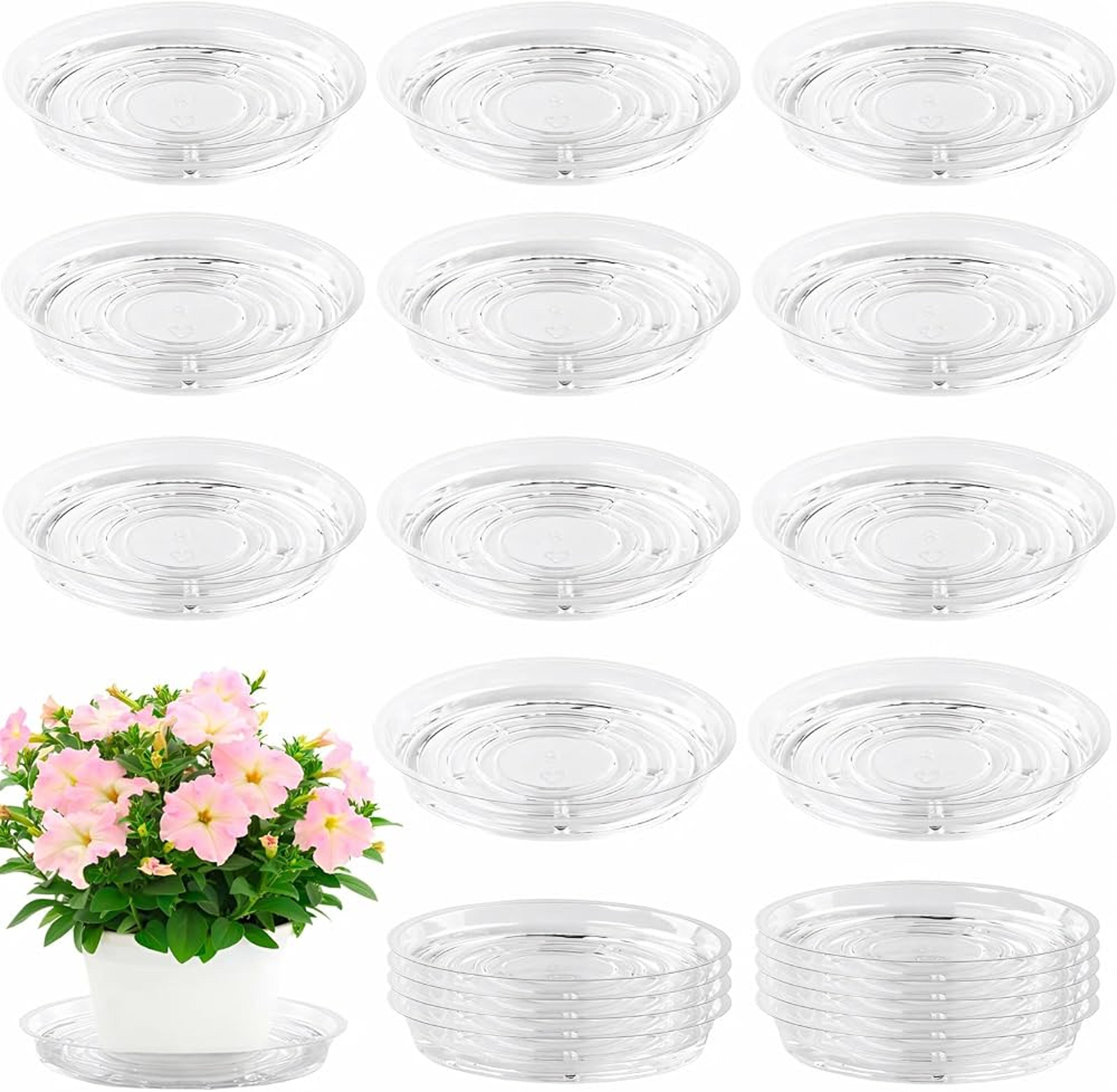 10 piece clear plastic plant saucer drip tray set for flower pots