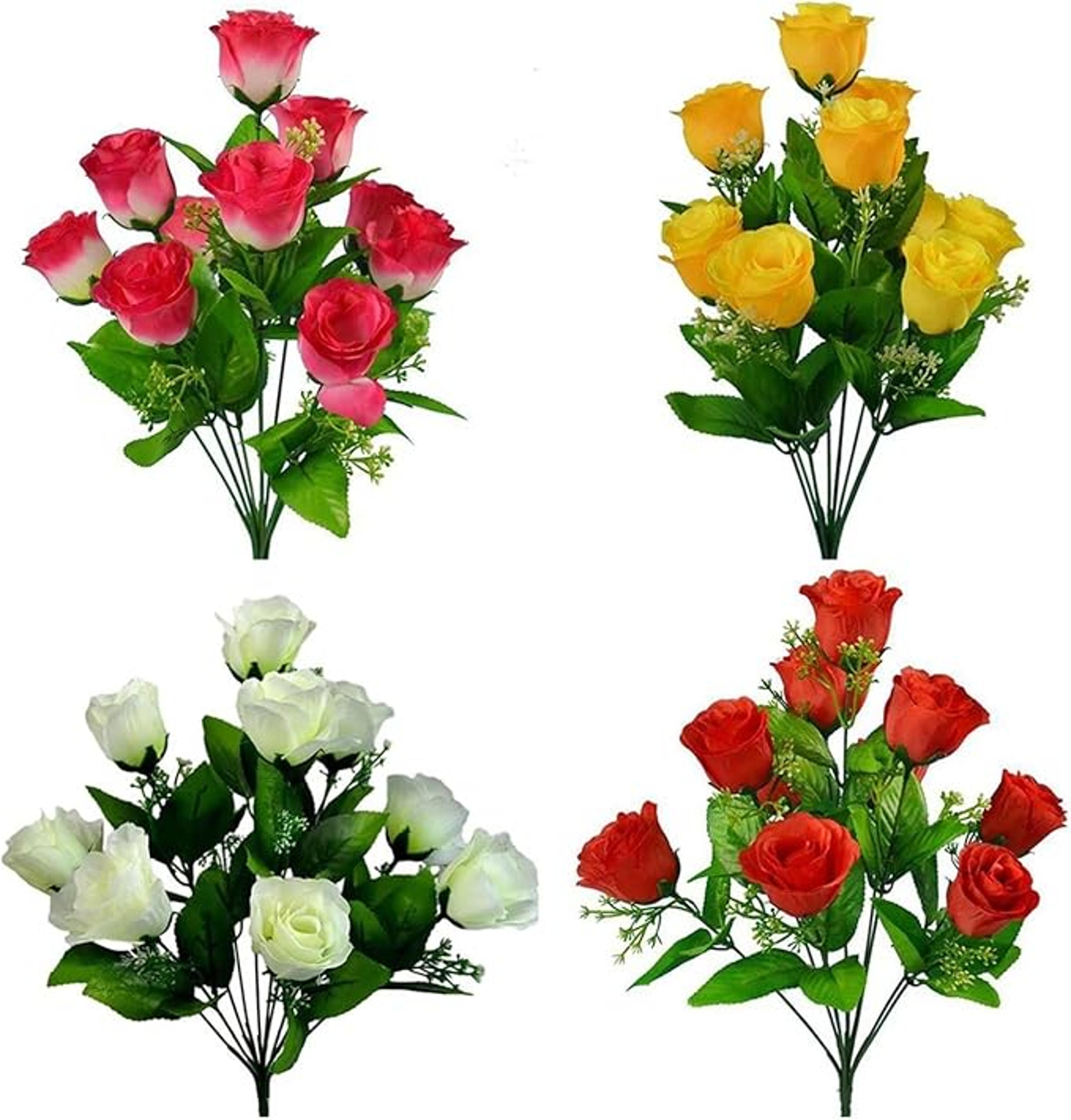 10 head artificial silk rose bud bunch for wedding and home decor