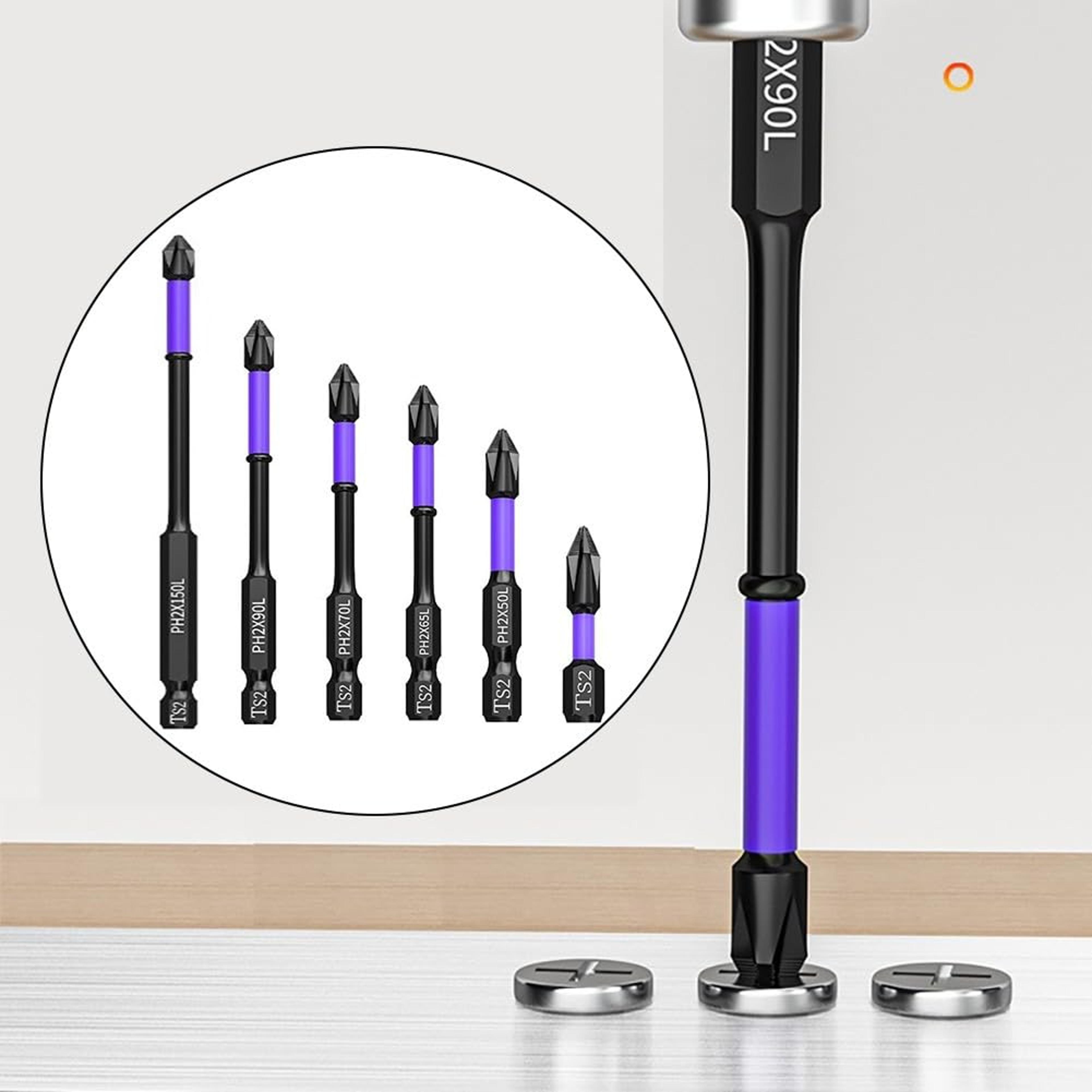2 piece ph2 magnetic screwdriver bit set for drill and hand tools