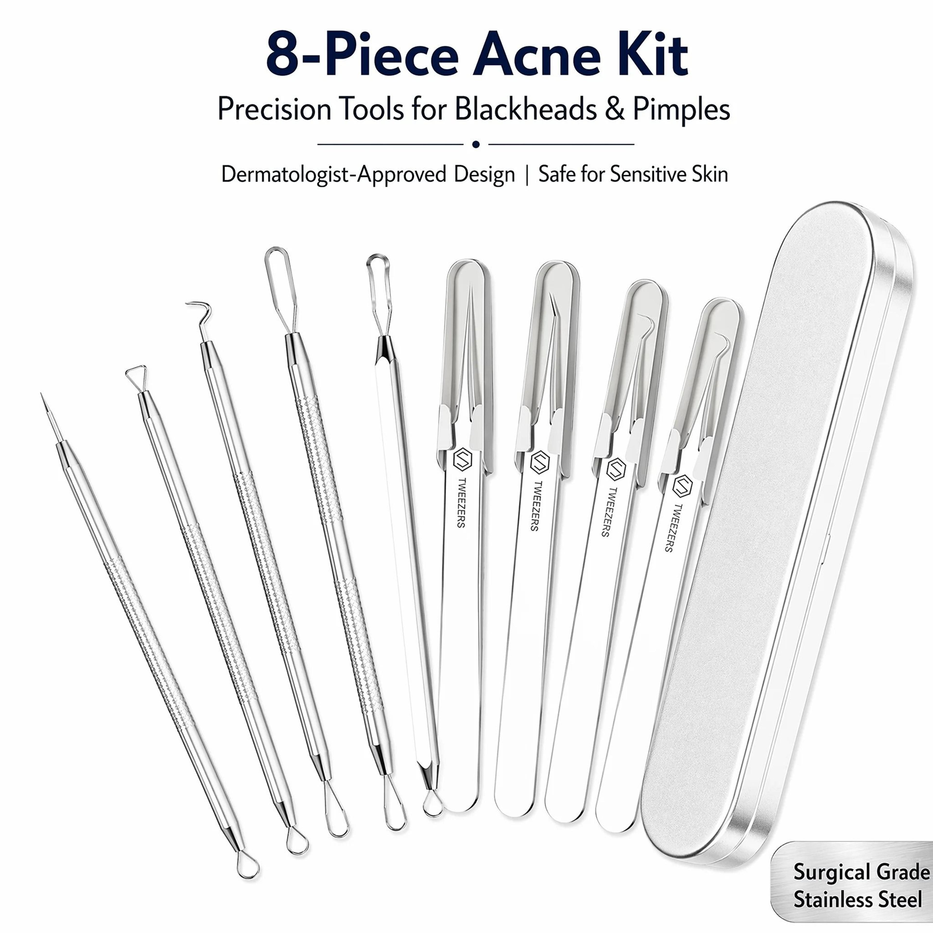 8 piece stainless steel blackhead extractor set