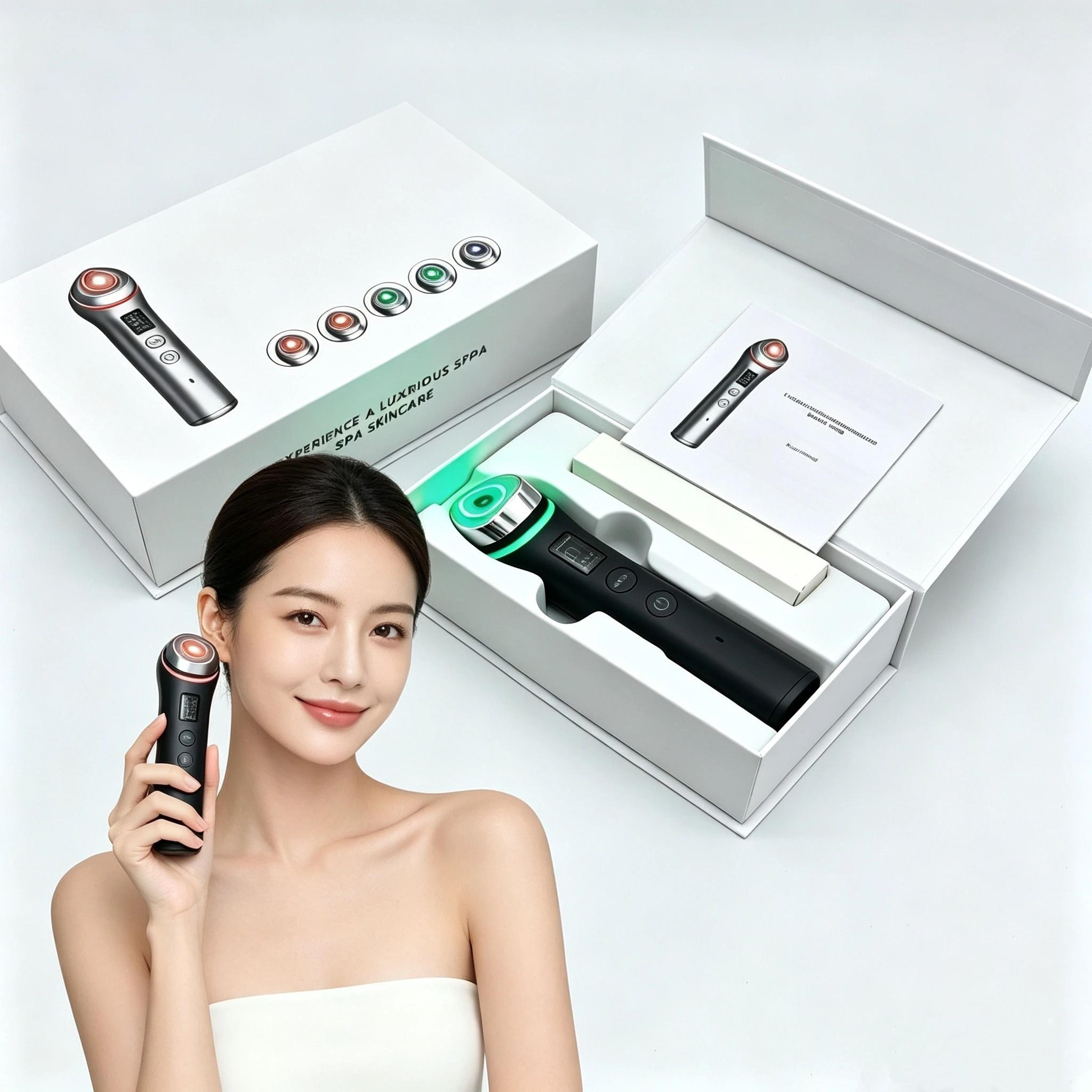 6 in 1 facial device skin therapy wand with led light care