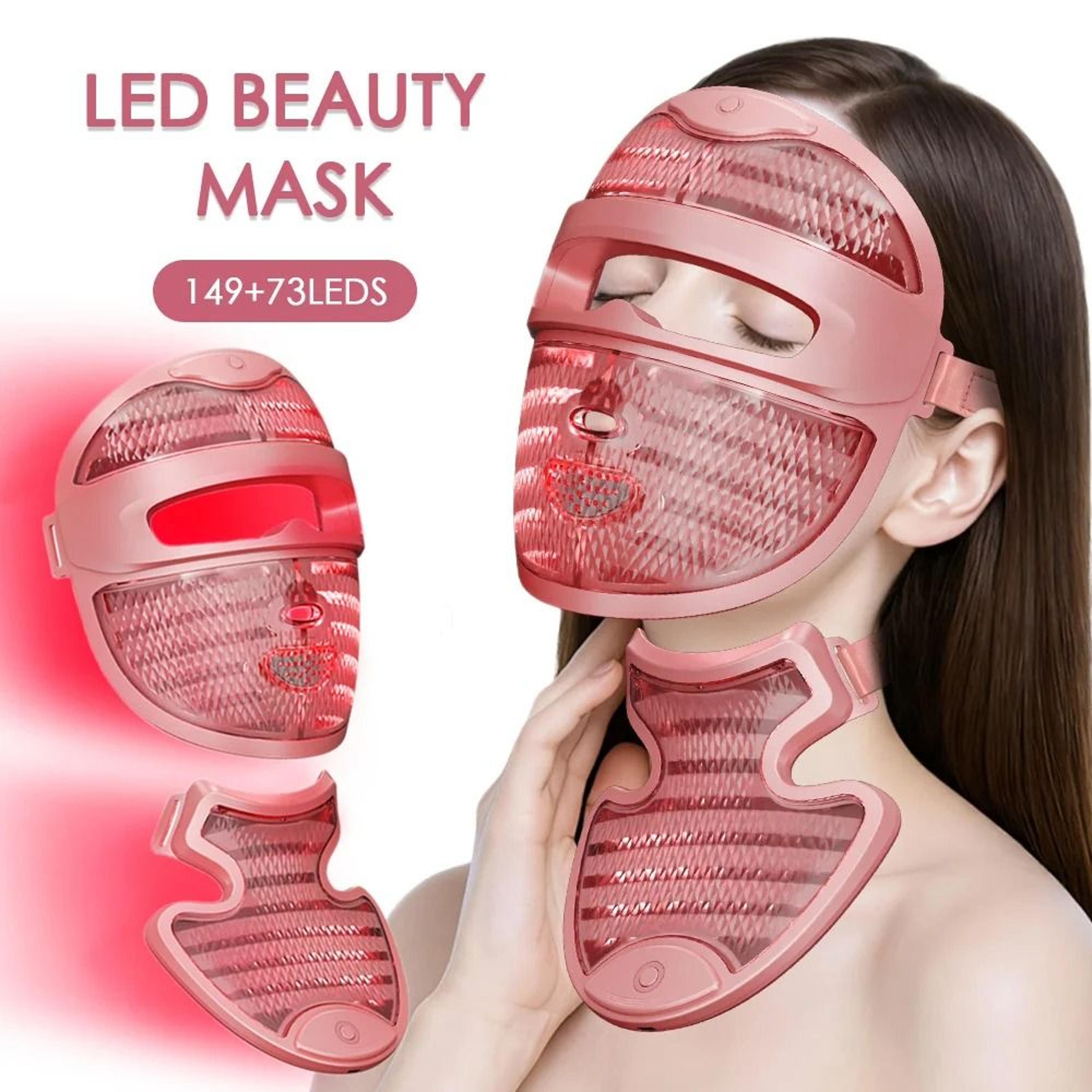 led face and neck mask with 7 color red light therapy