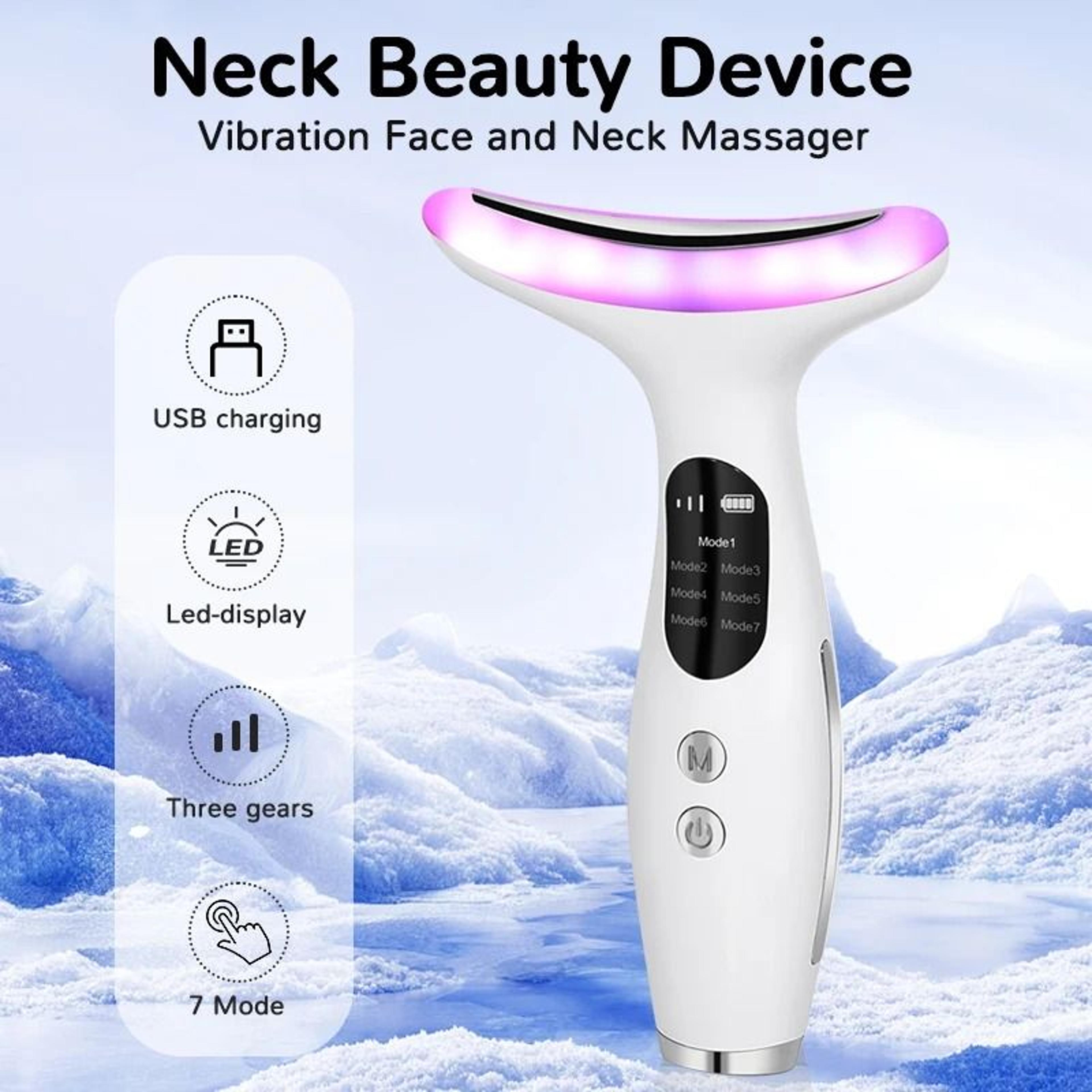 7 color face and neck massager thermal galvanic skin care device