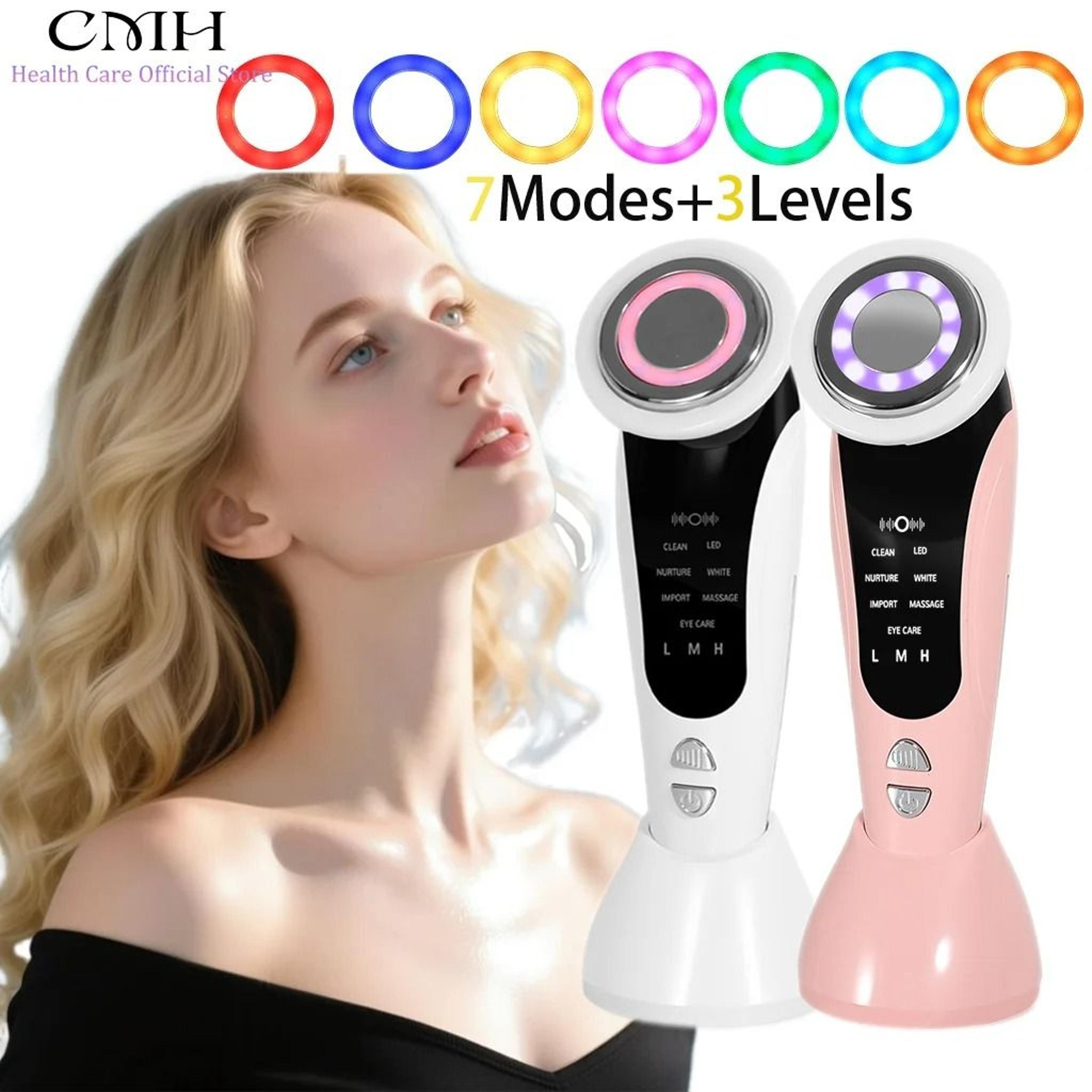 7 in 1 facial massager led light therapy deep cleansing device
