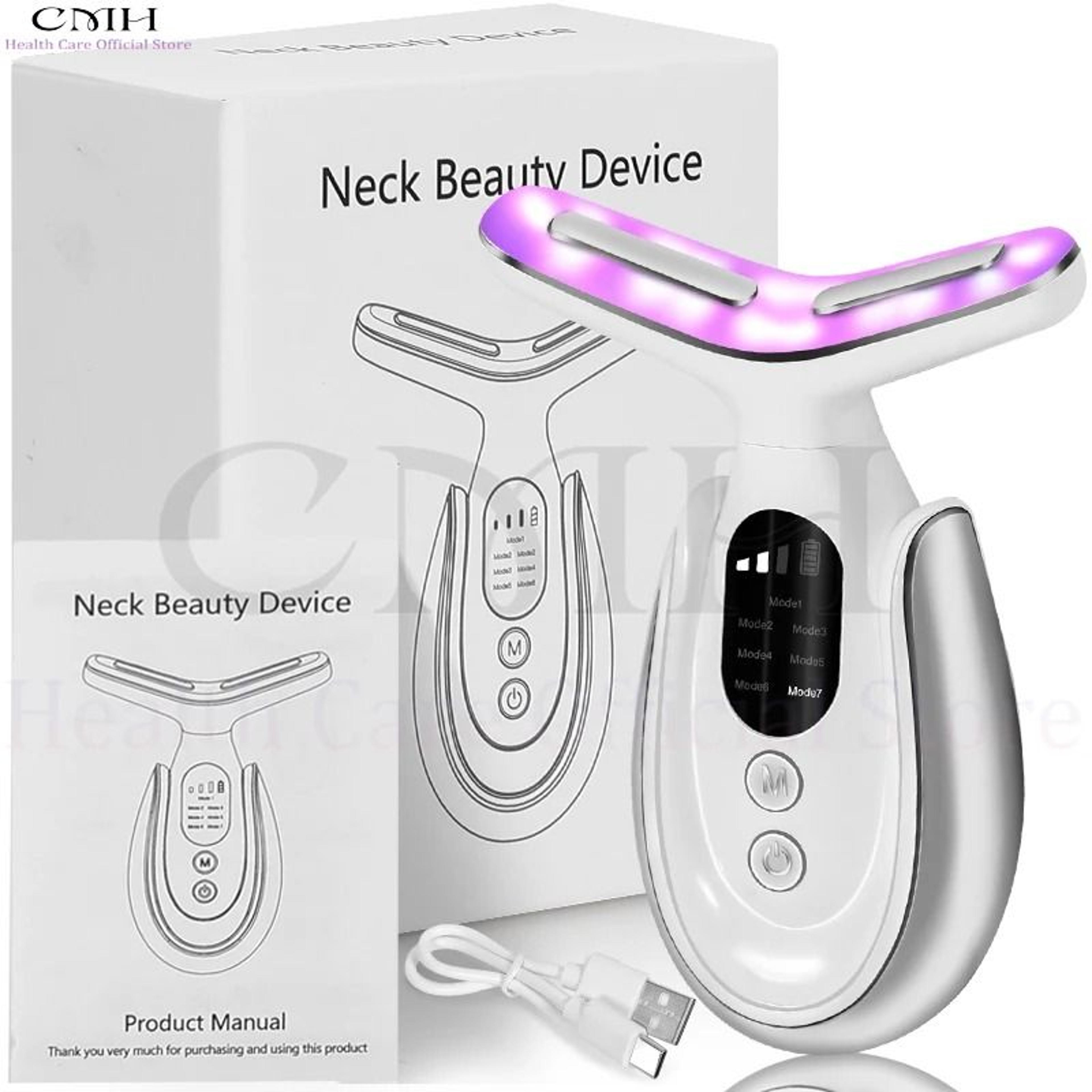 7 in 1 neck beauty device microcurrent face massager with led therapy